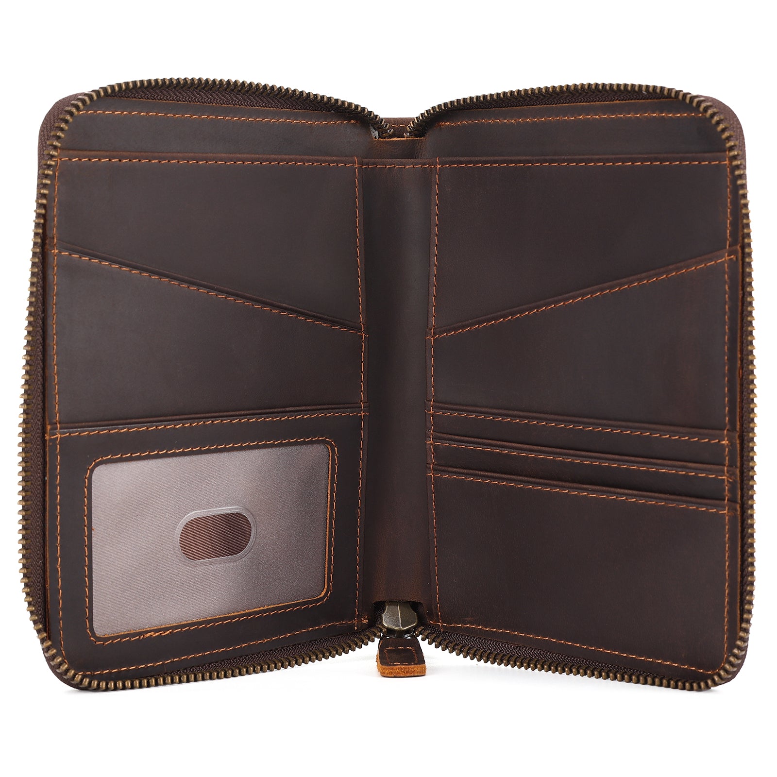 Full Grain Leather RFID Blocking Dual Passport Wallet (Inside)