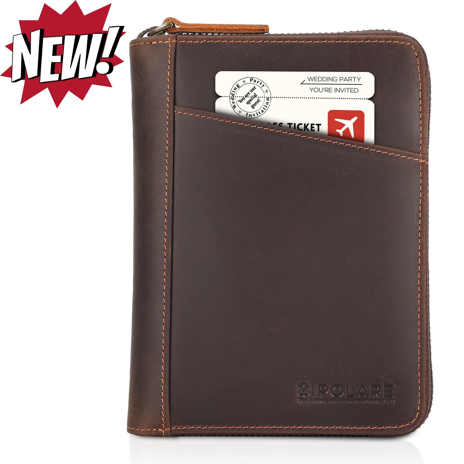 Full Grain Leather RFID Blocking Dual Passport Wallet