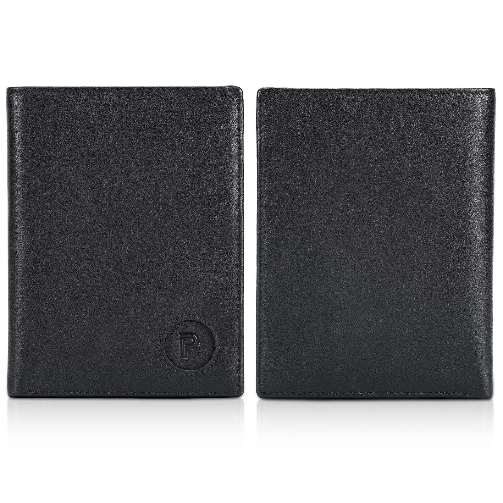 Luxury RFID Blocking Leather Passport Holder Travel Wallet with AirTag Slot (Front/Back)