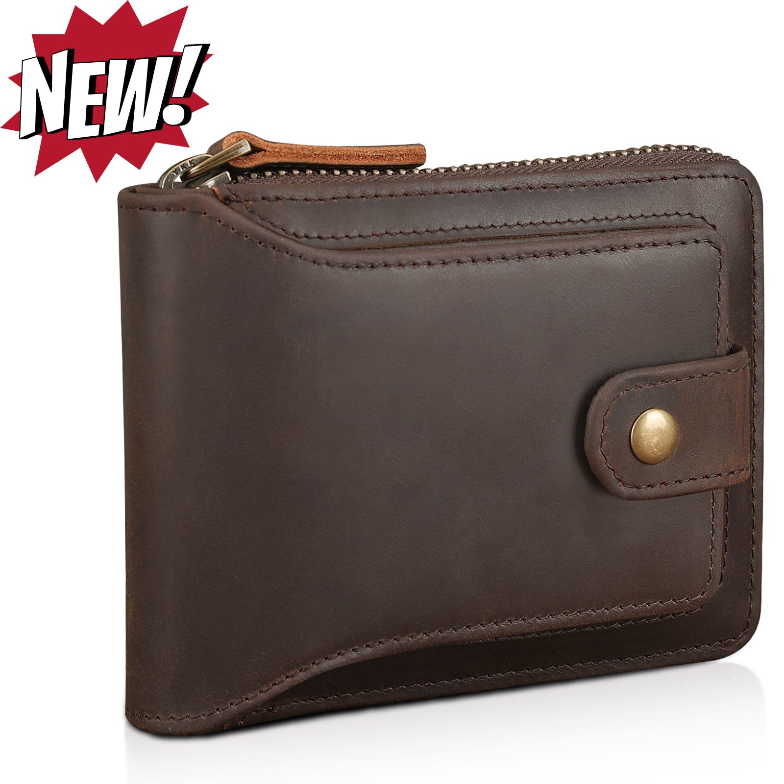 Leather Bifold Wallet RFID Blocking Cash Credit Card Case