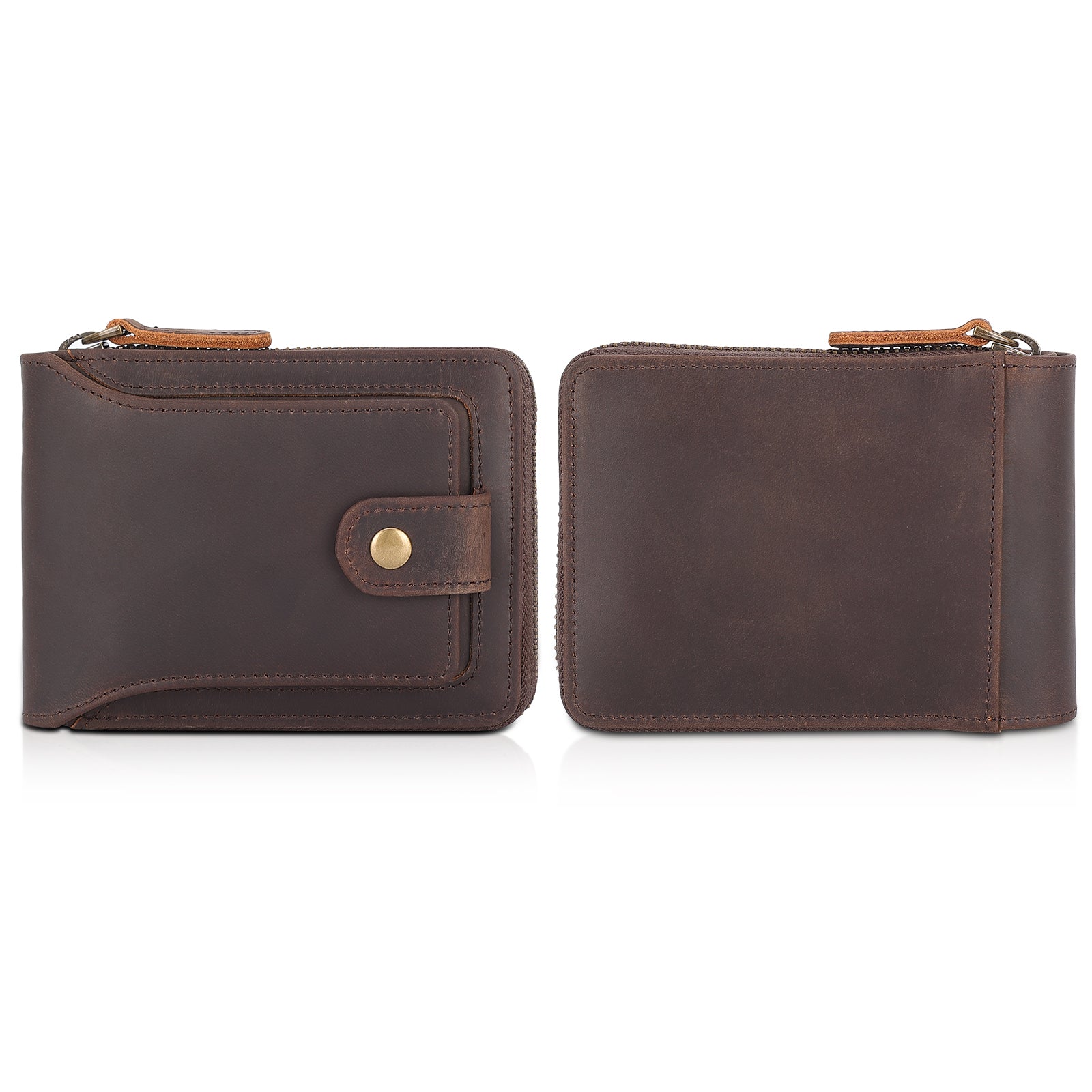 Leather Bifold Wallet RFID Blocking Cash Credit Card Case (Front/Back)