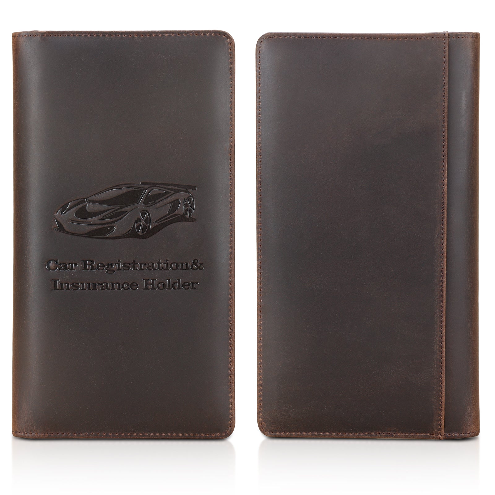 Full Grain Leather Car Registration and Insurance Card Holder (Front/Back)