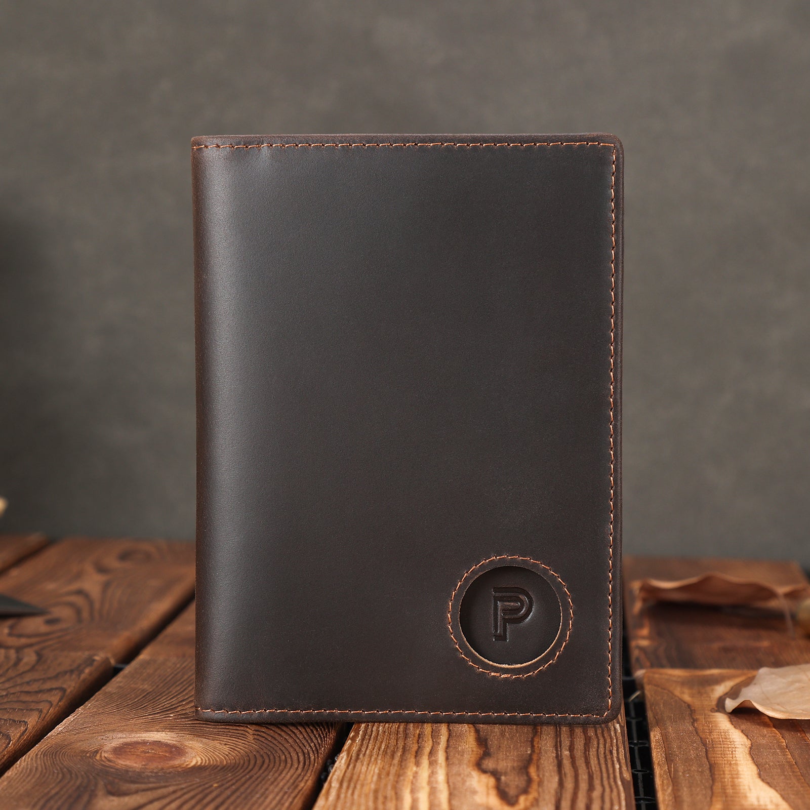 RFID Blocking Leather Passport Holder Travel Bifold Wallet (Dark Brown,Scenario Shows)