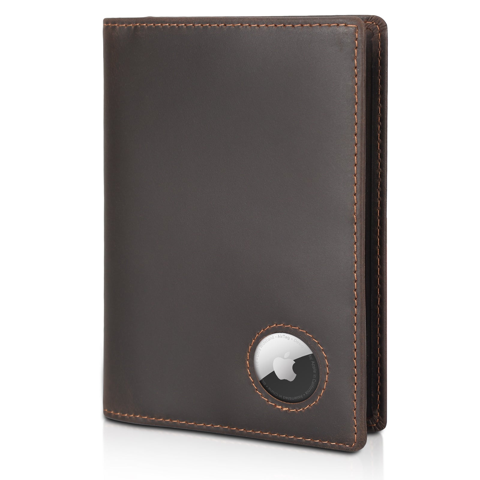 RFID Blocking Leather Passport Holder Travel Bifold Wallet (Dark Brown)