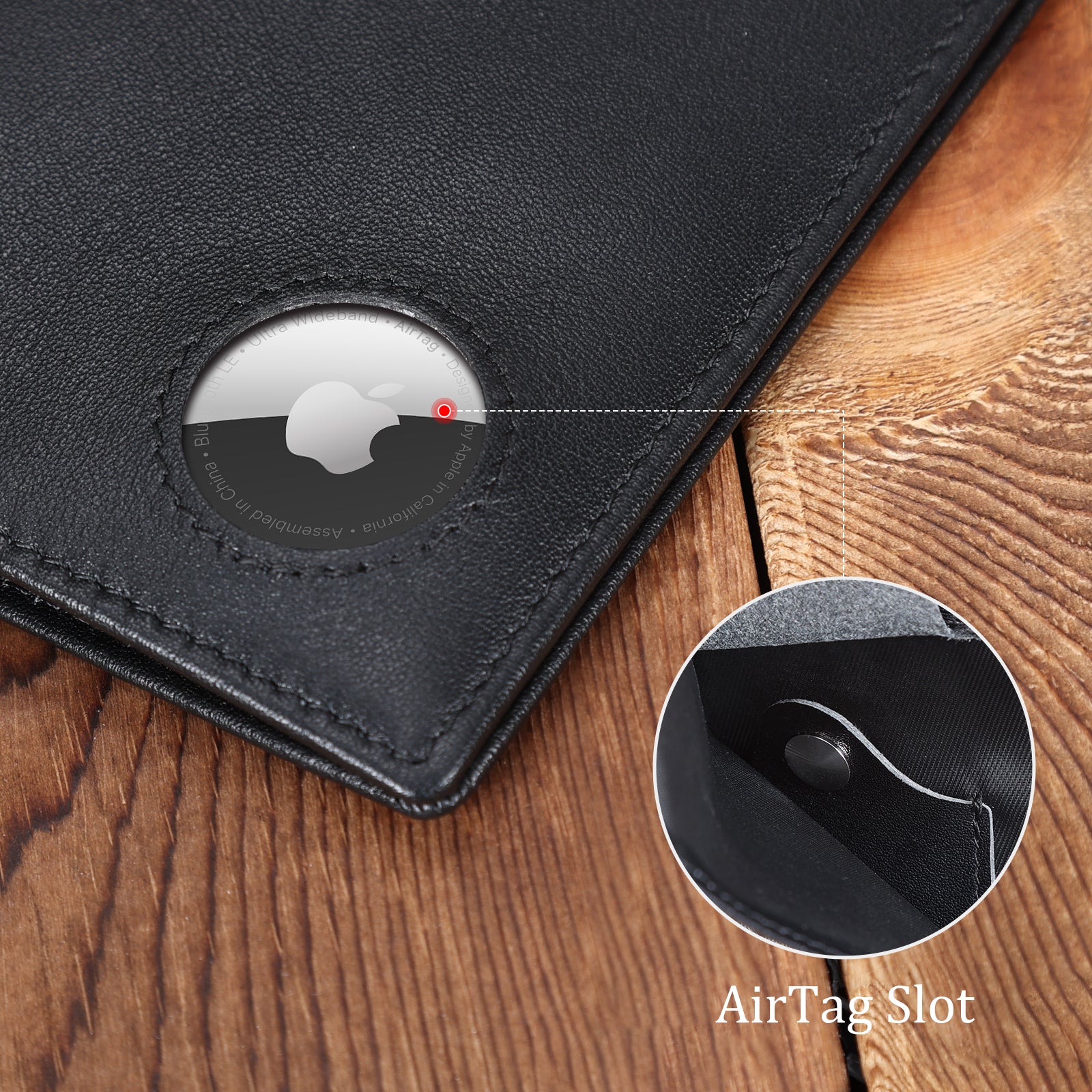 RFID Blocking Leather Passport Holder Travel Bifold Wallet (Black,Details)