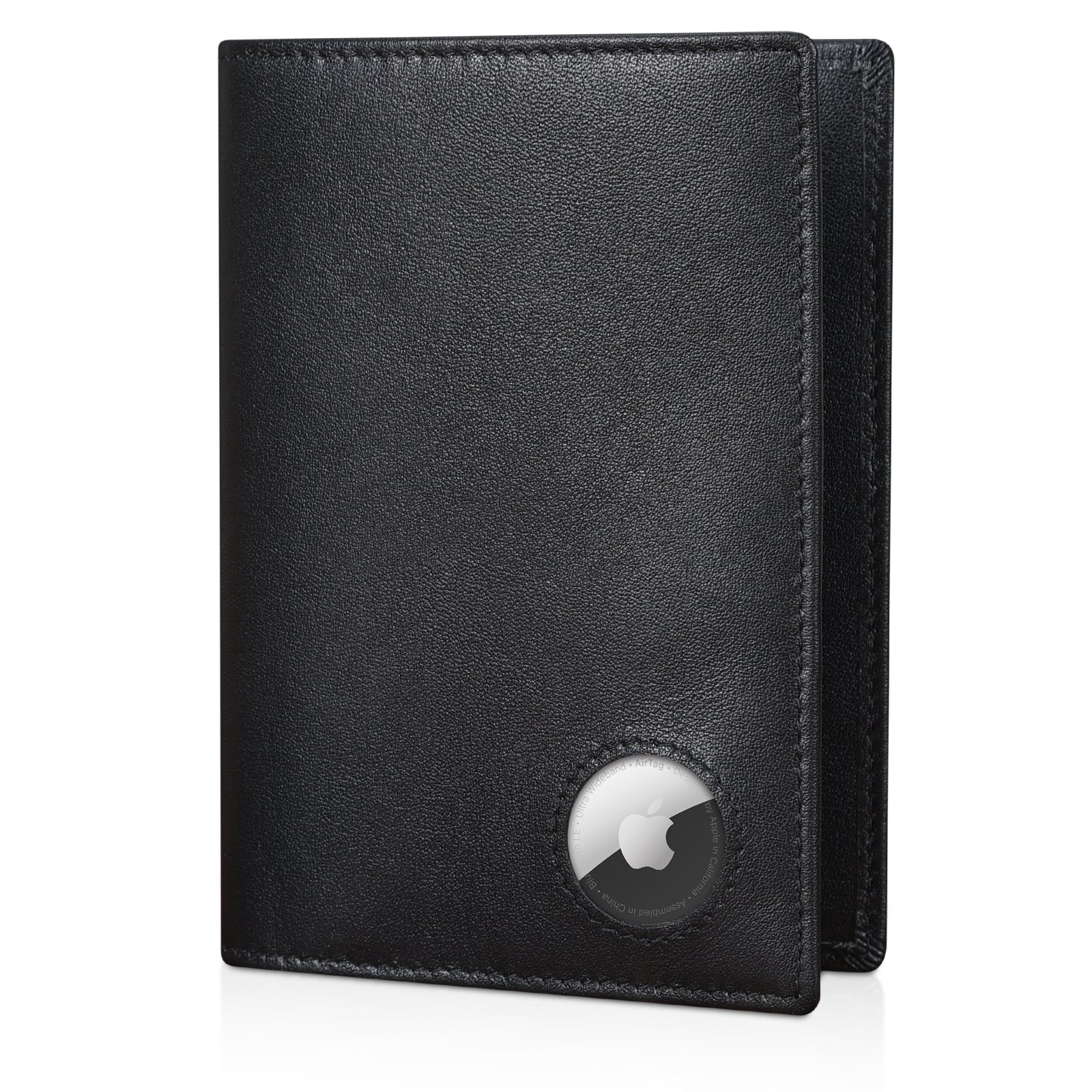 RFID Blocking Leather Passport Holder Travel Bifold Wallet (Black)