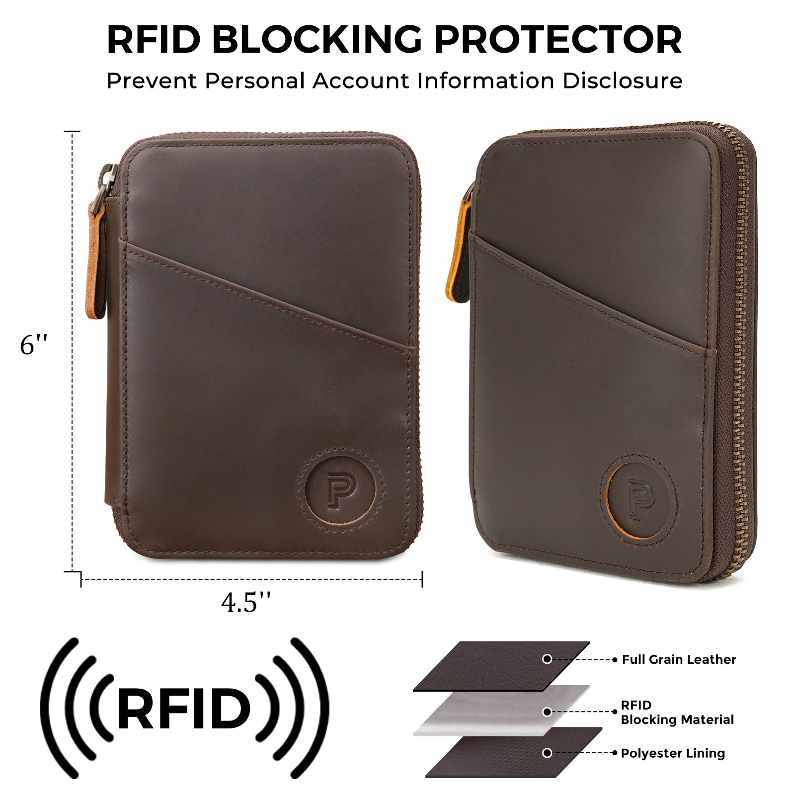 Leather Pilot Wallet Passport Holder RFID Blocking Tri-fold Travel Cover (RFID Blocking)