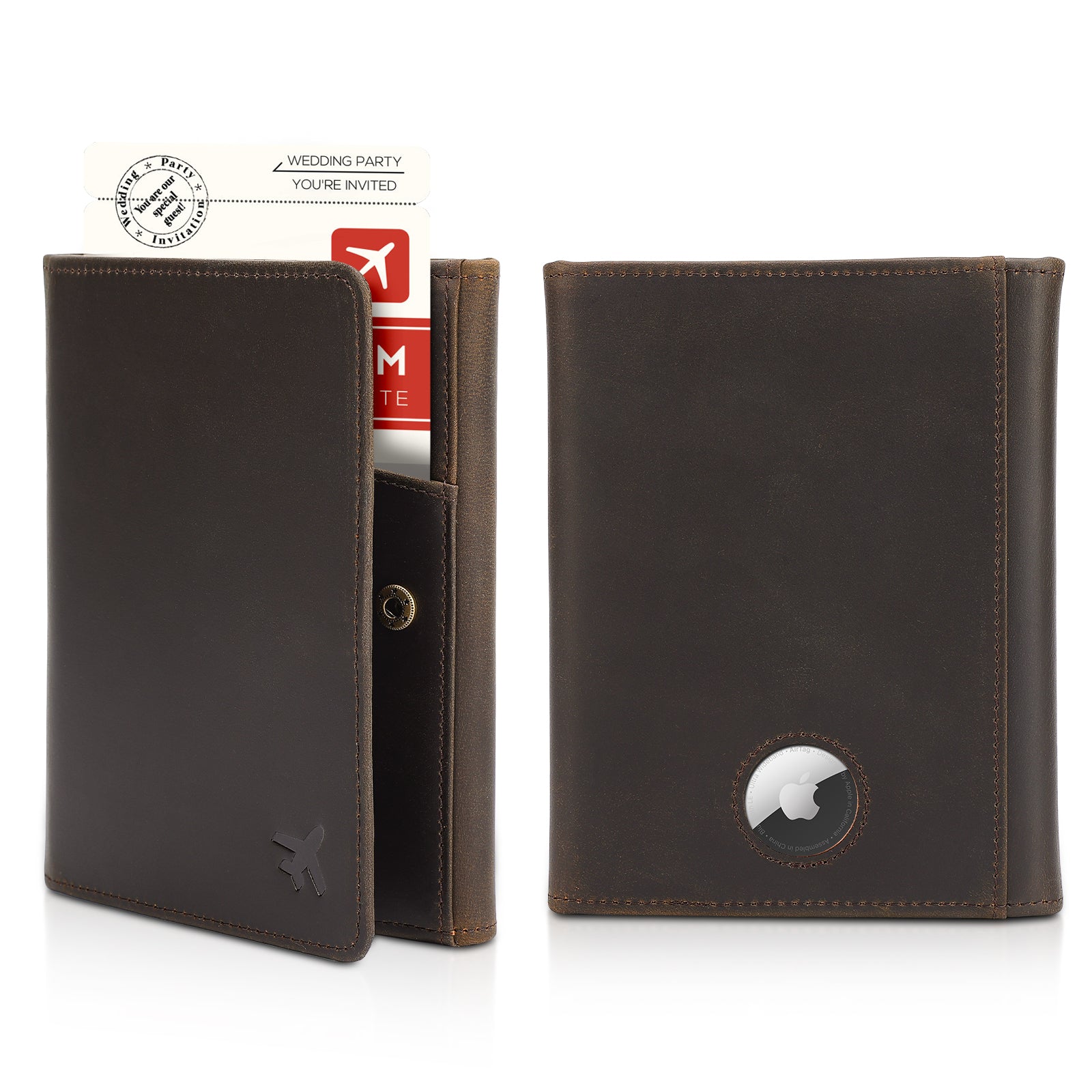 Leather Pilot Wallet Passport Holder RFID Blocking Trifold Wallet (Front/Back)