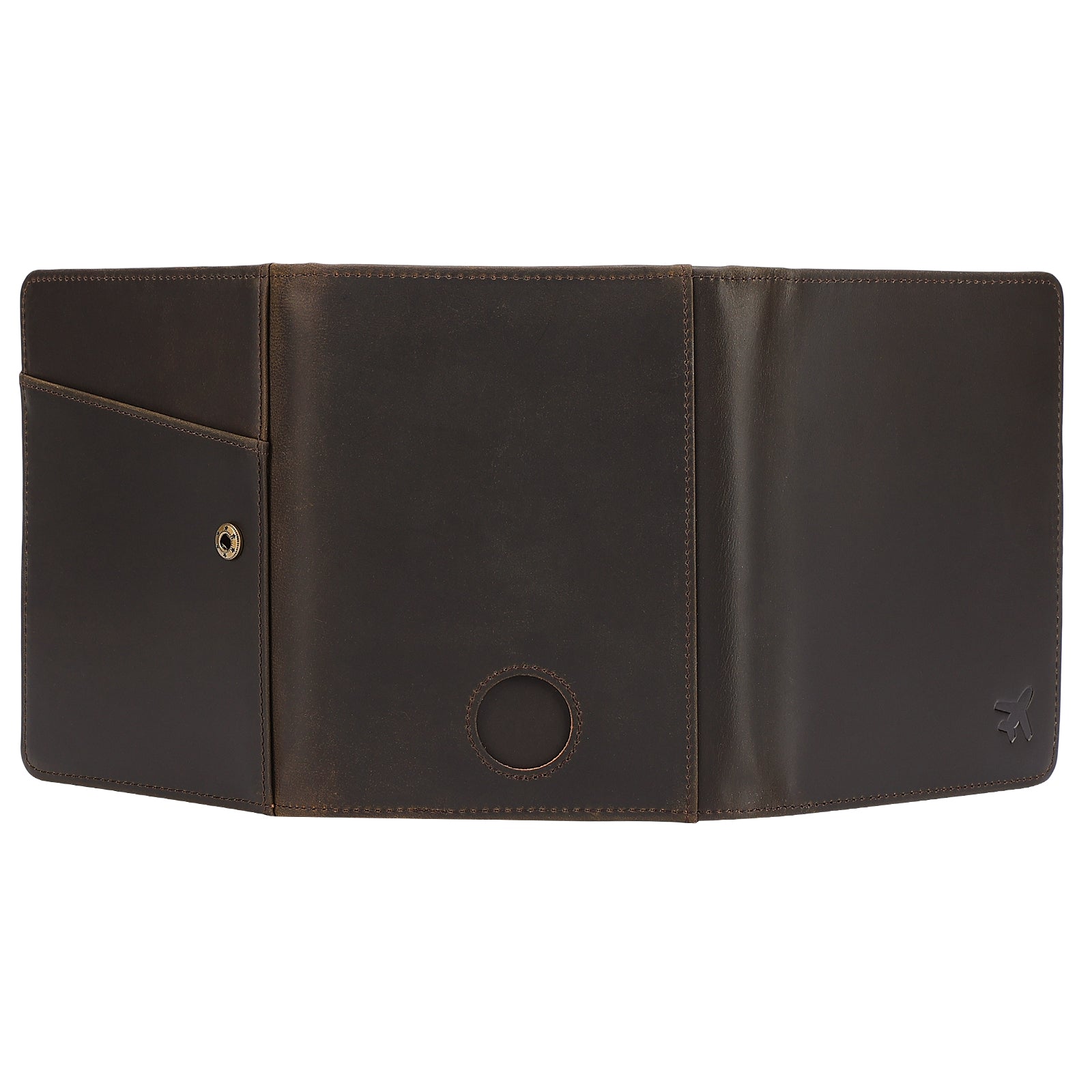 Leather Pilot Wallet Passport Holder RFID Blocking Trifold Wallet (Back)