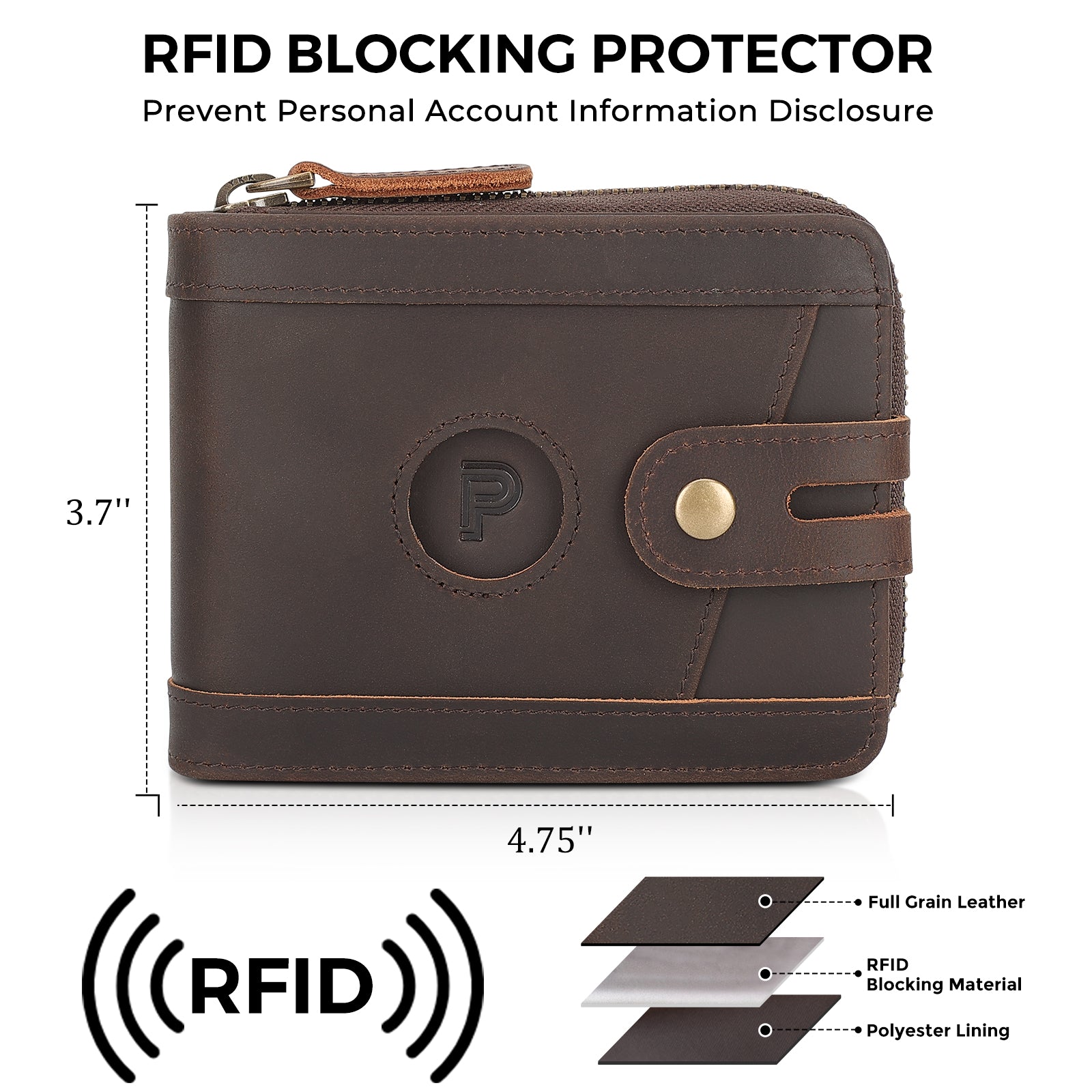 Leather Bifold Wallet RFID Blocking Card Case with AirTag Slot (RFID Blocking)