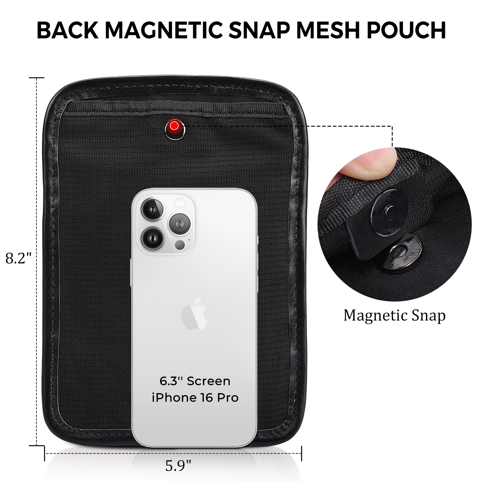 Polare Full Grain Leather Neck Wallet Travel Pouch for Men (Black,Back)