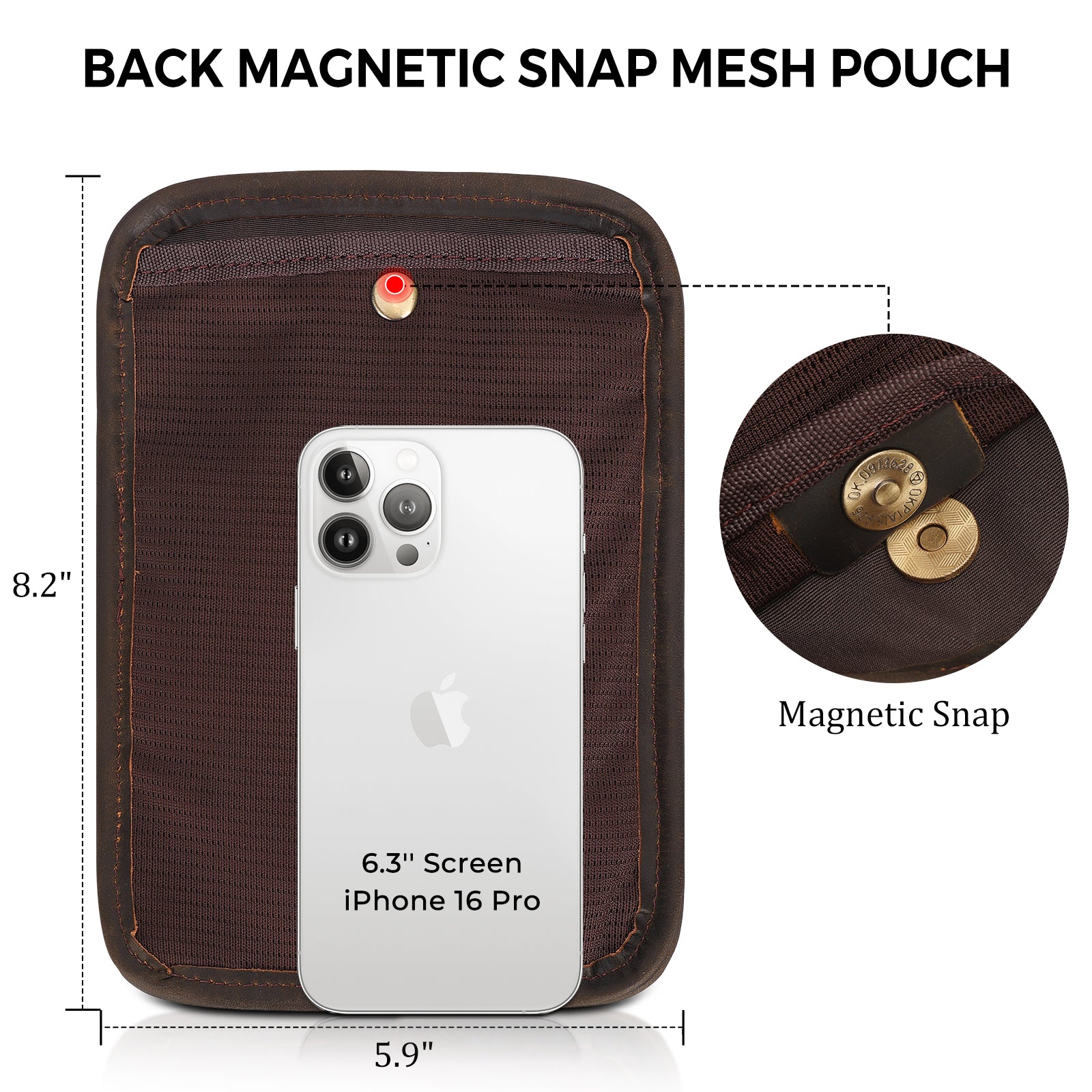 Polare Full Grain Leather Neck Wallet Travel Pouch for Men (Dark Brown,Dimension)