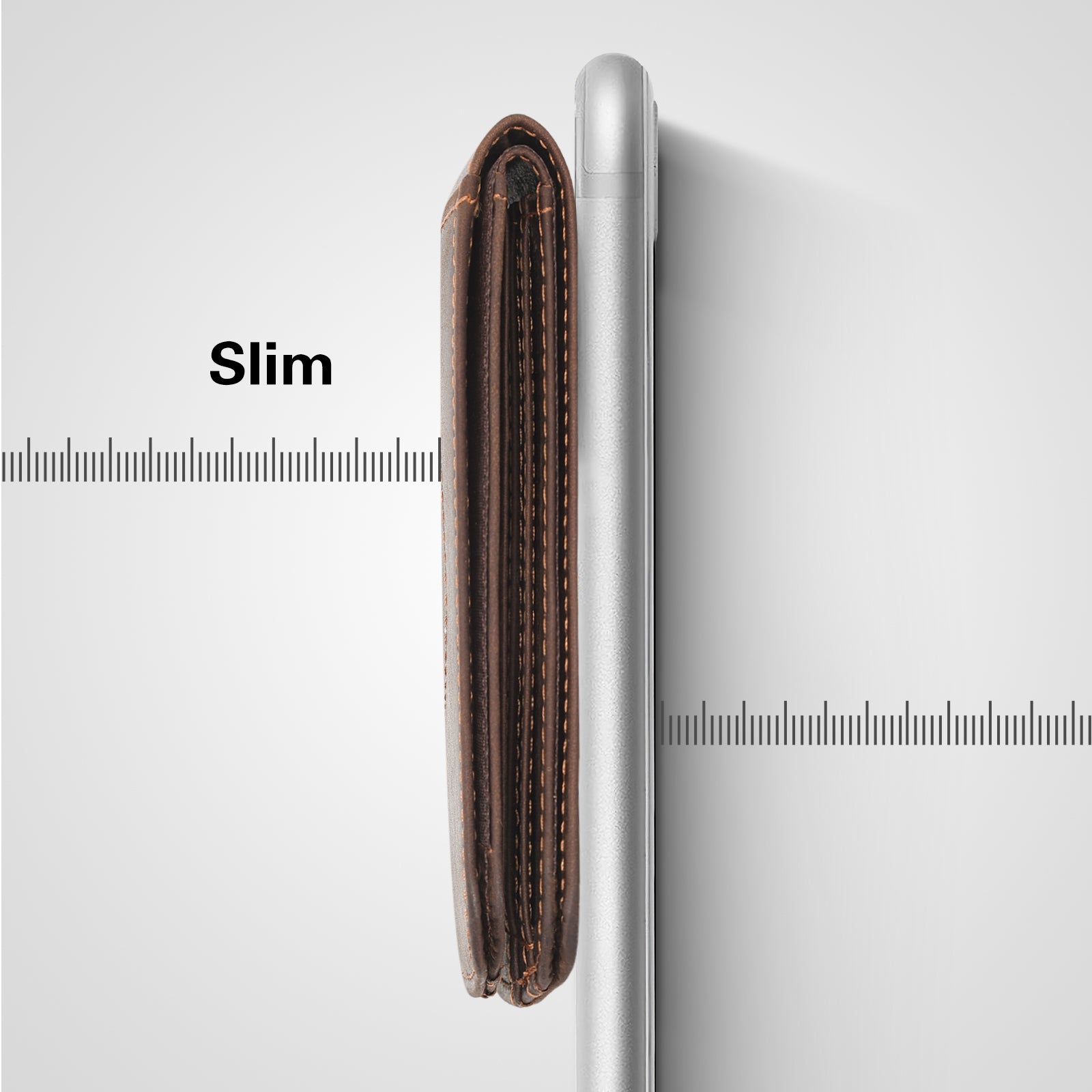 Slim Curve Front Pocket Leather Bifold Wallet with AirTag Holder (Profile)