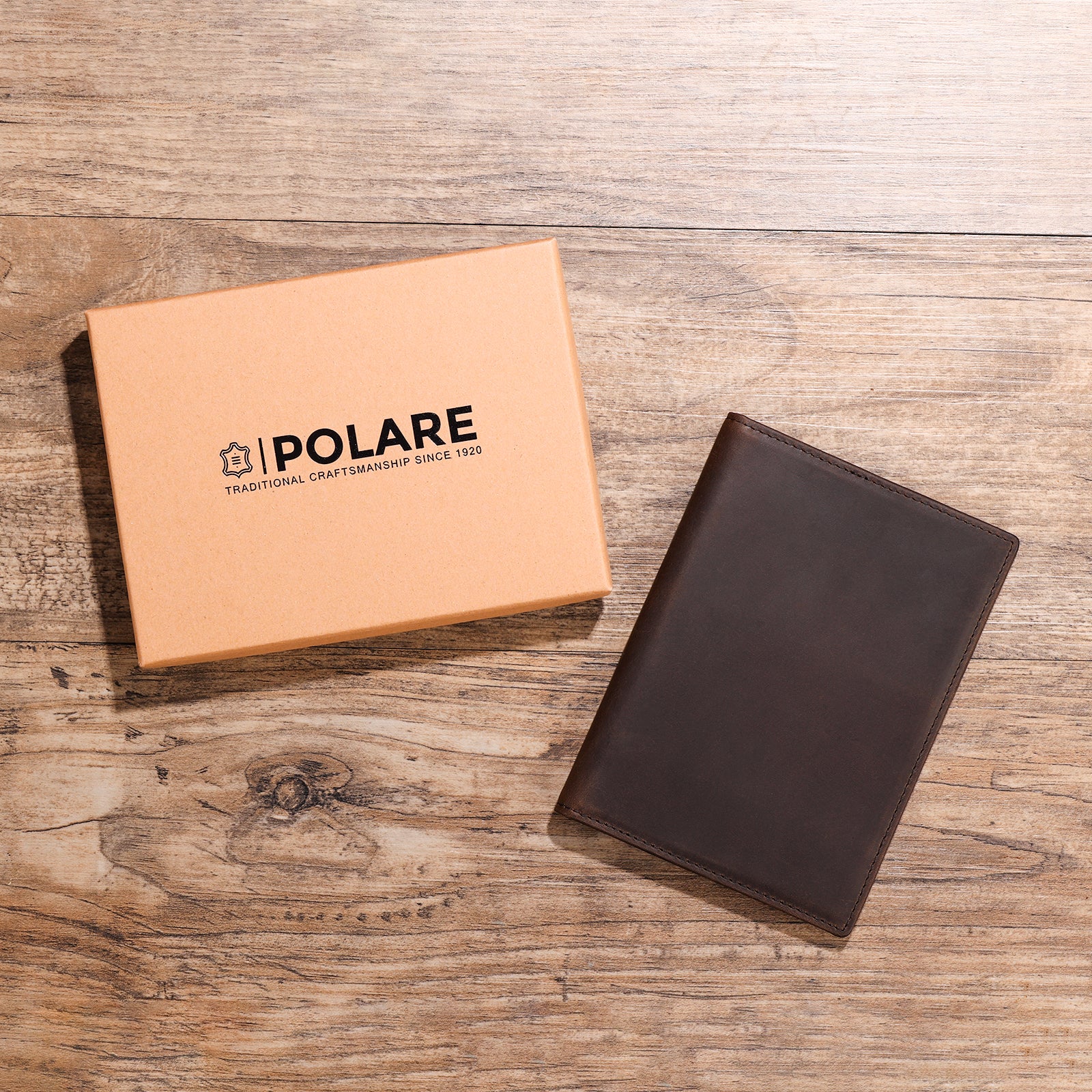 Full Grain Leather Bifold Wallet Passport Holders 2 Passports (Gift Box)