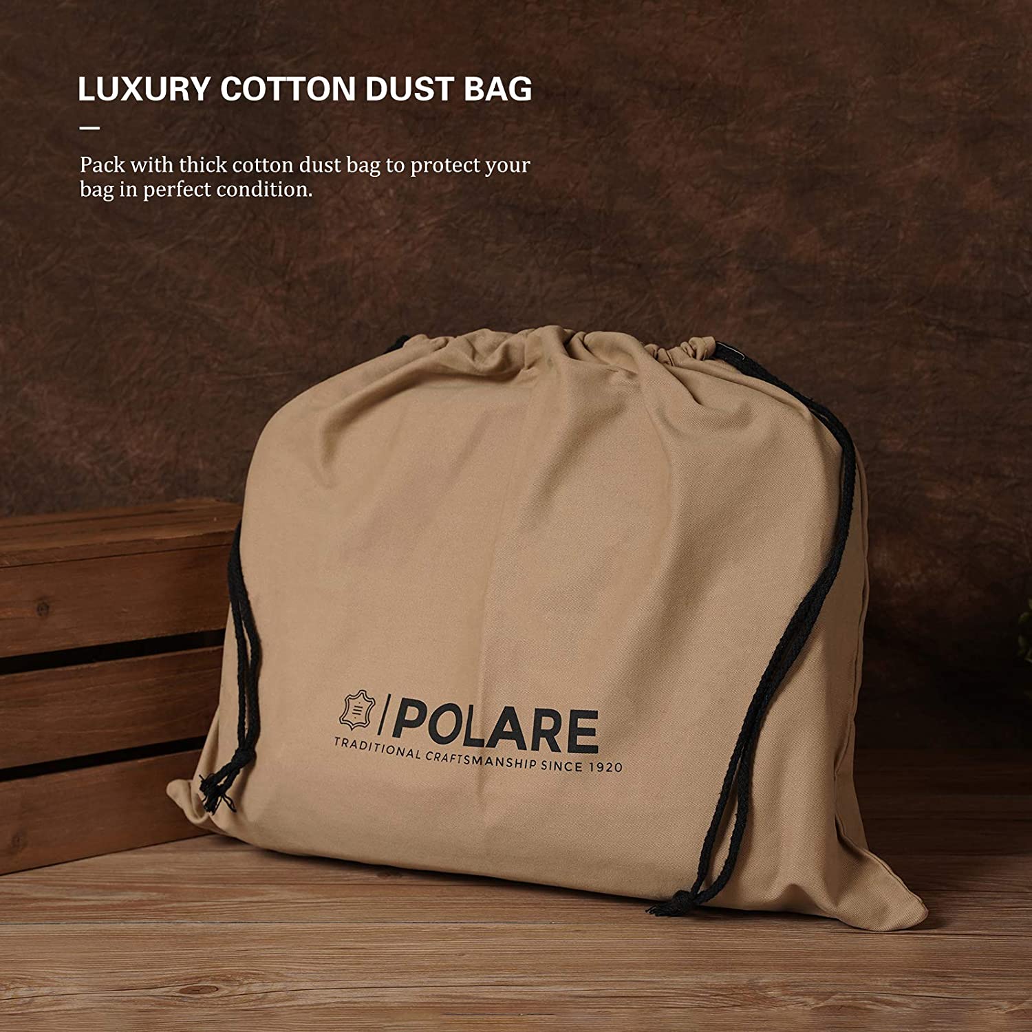 Polare 16'' Natural Napa Leather Black Business Briefcase (Luxury Cotton Dust Bag)