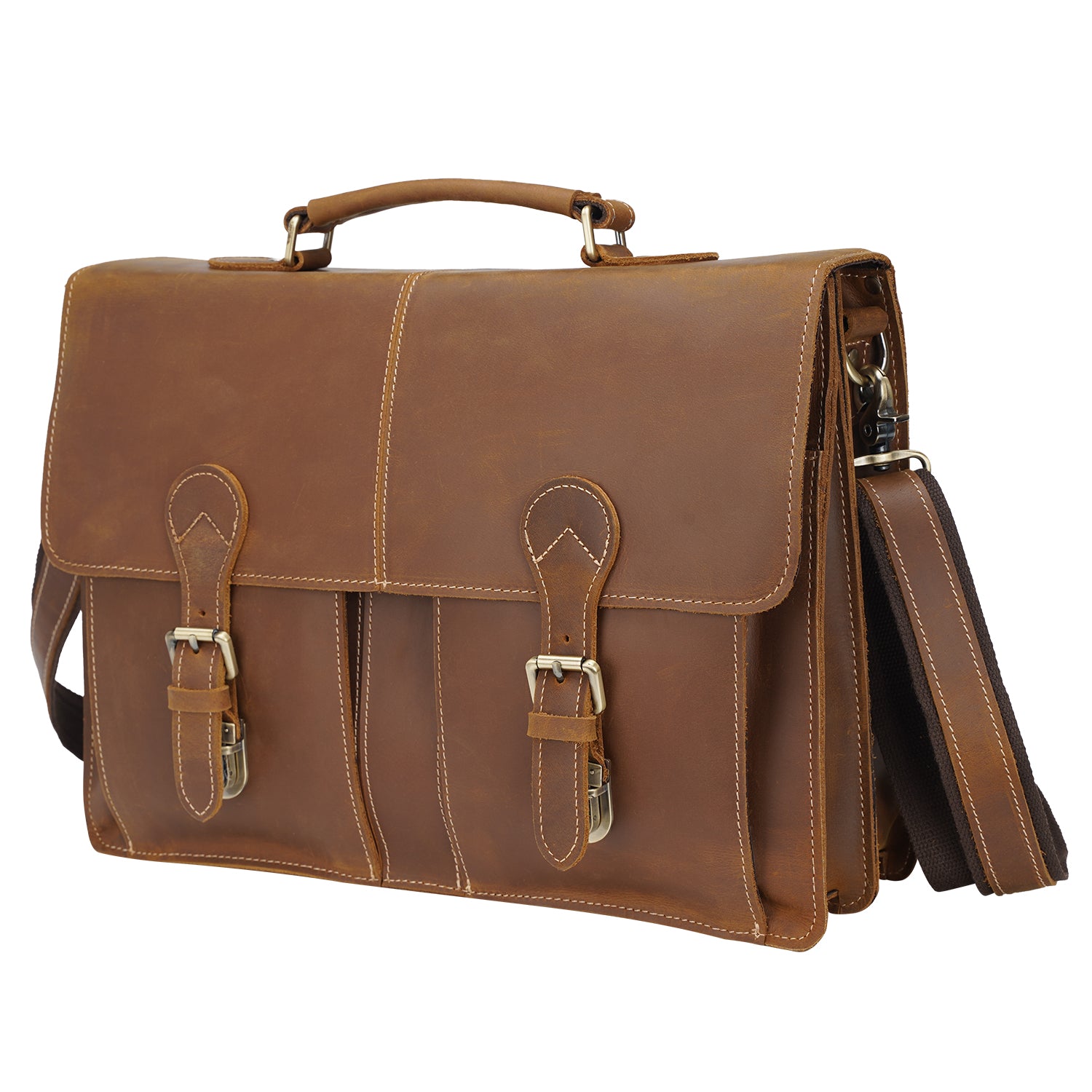Polare Full Grain Leather Messenger Bag (Brown)