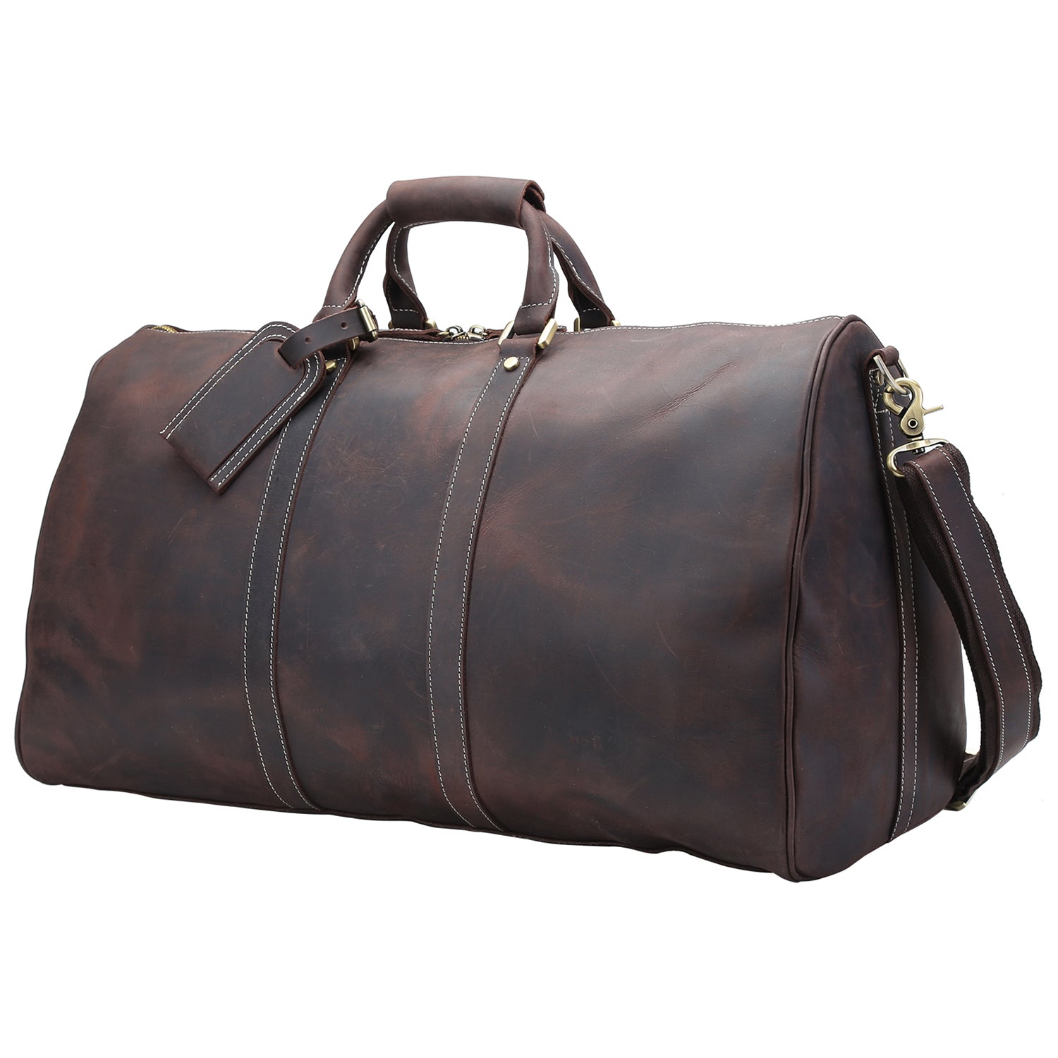 Polare 23 Full Grain Leather Weekender Travel Overnight Luggage Duffe