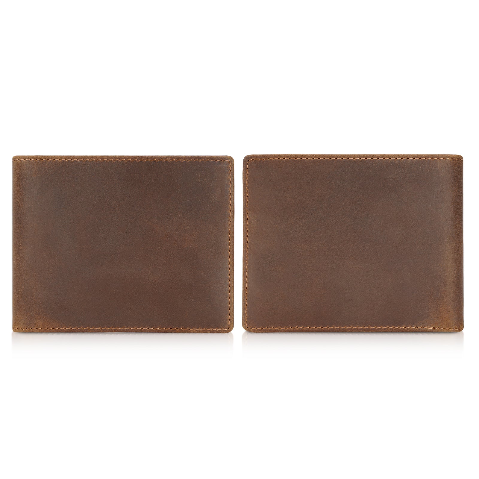 Polare Full Grain Leather Wallet For Men RFID Blocking Slim Billfold (Brown,Front/Back)