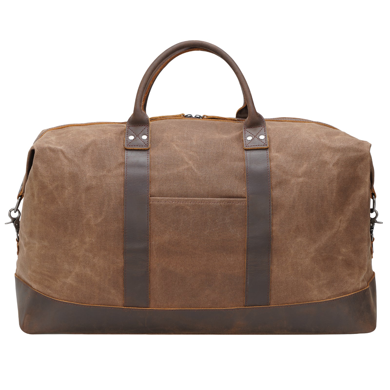 Polare 23” Cowhide Leather Waterproof Waxed Canvas Travel Duffel Bag (Back)