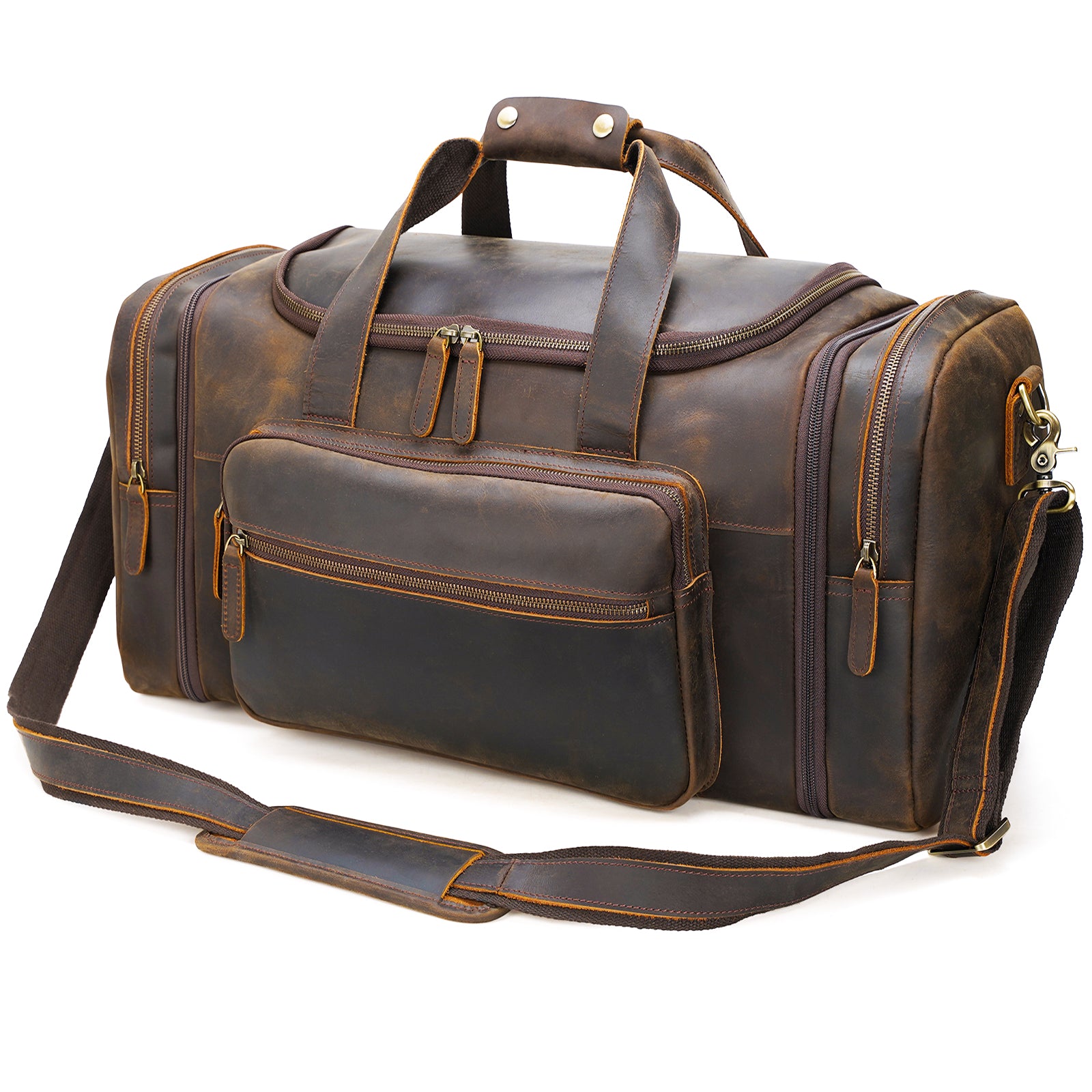 Polare 23 Full Grain Leather Weekender Travel Overnight Luggage Duffe