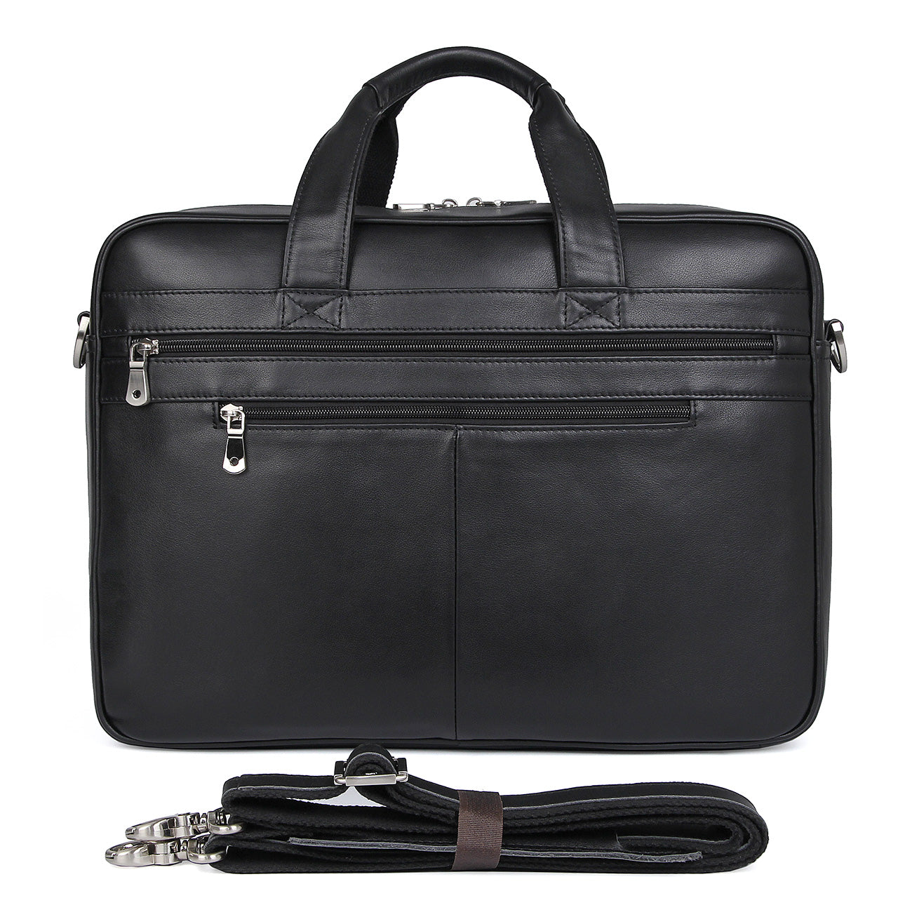 17'' Computer Briefcase Work Bag Business Case For Men (Black,Front)