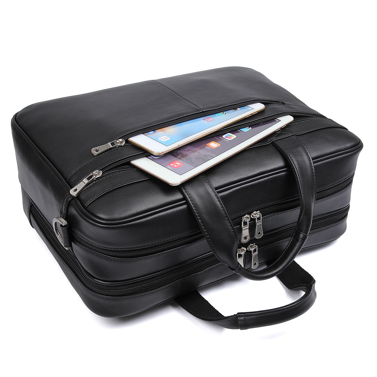 17'' Computer Briefcase Work Bag Business Case For Men(Black,Top)