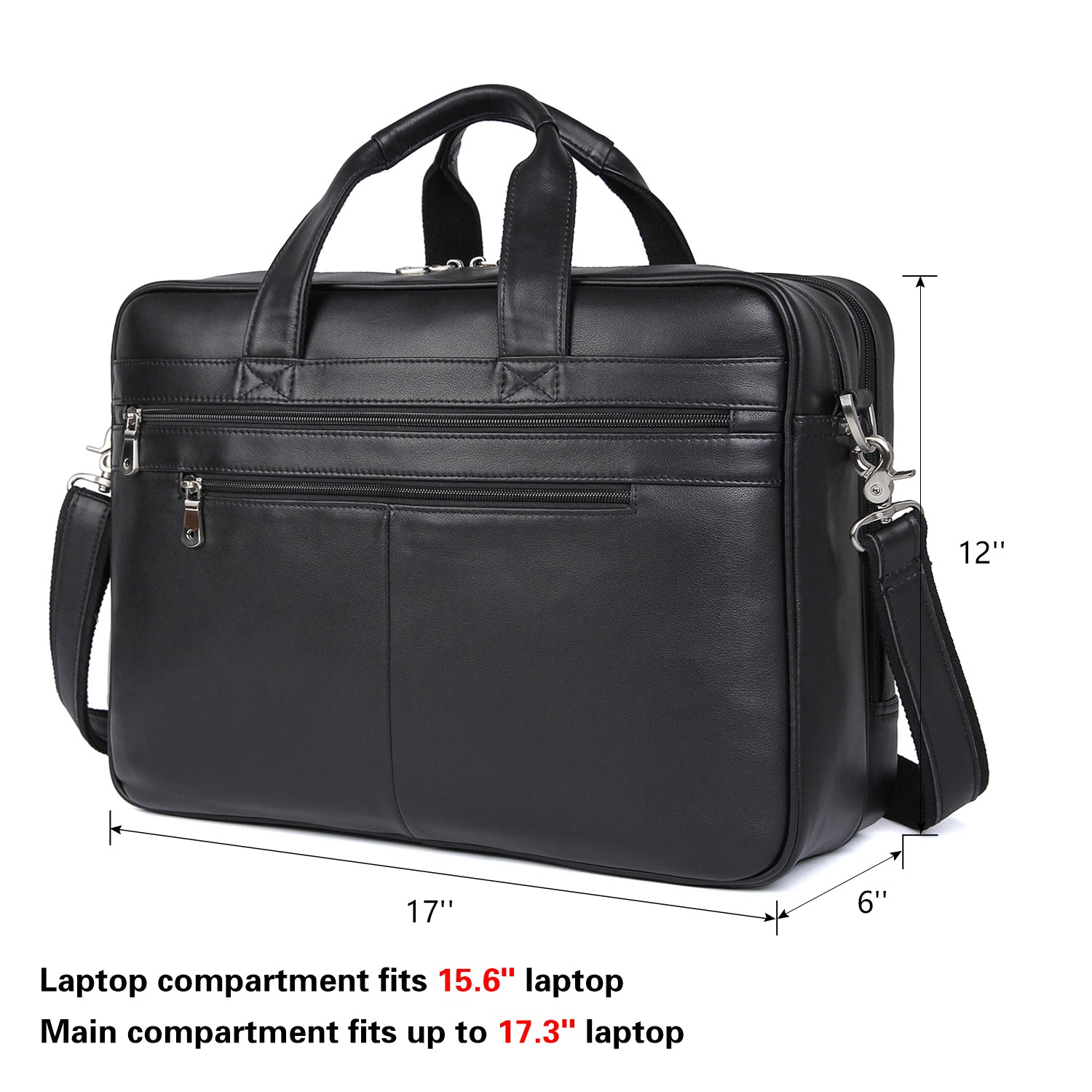17'' Computer Briefcase Work Bag Business Case For Men (Black,Dimension)