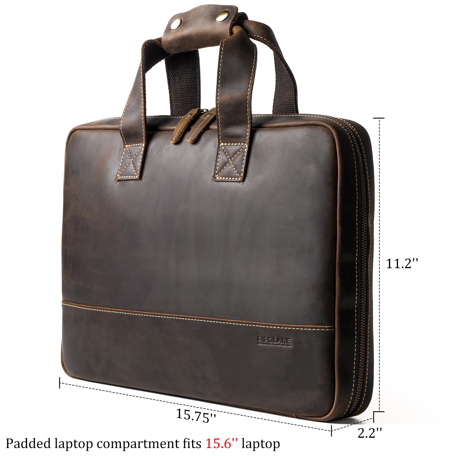 Polare Full Grain Leather Laptop Sleeve Protective Cover Case (Dimension)