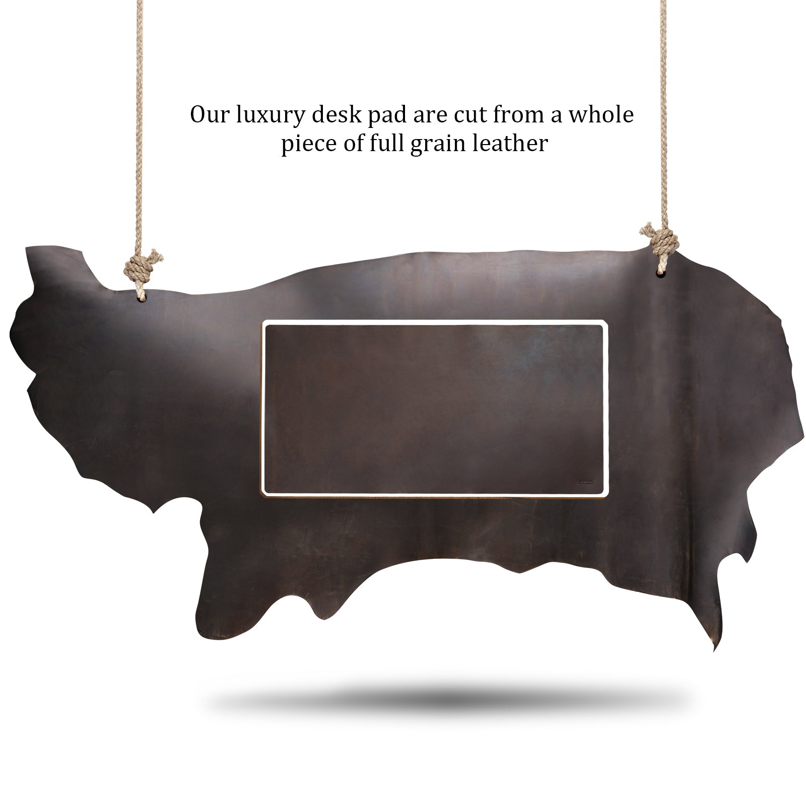 Polare 2mm Thick Large Full Grain Leather Desk Pad Protector (Dark Brown)