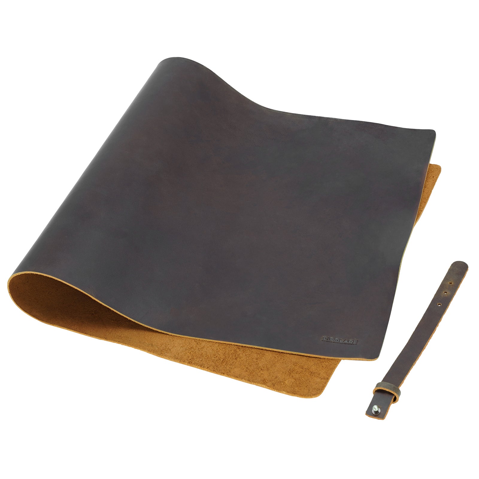 Polare 2mm Thick Large Full Grain Leather Desk Pad Protector (Dark Brown)