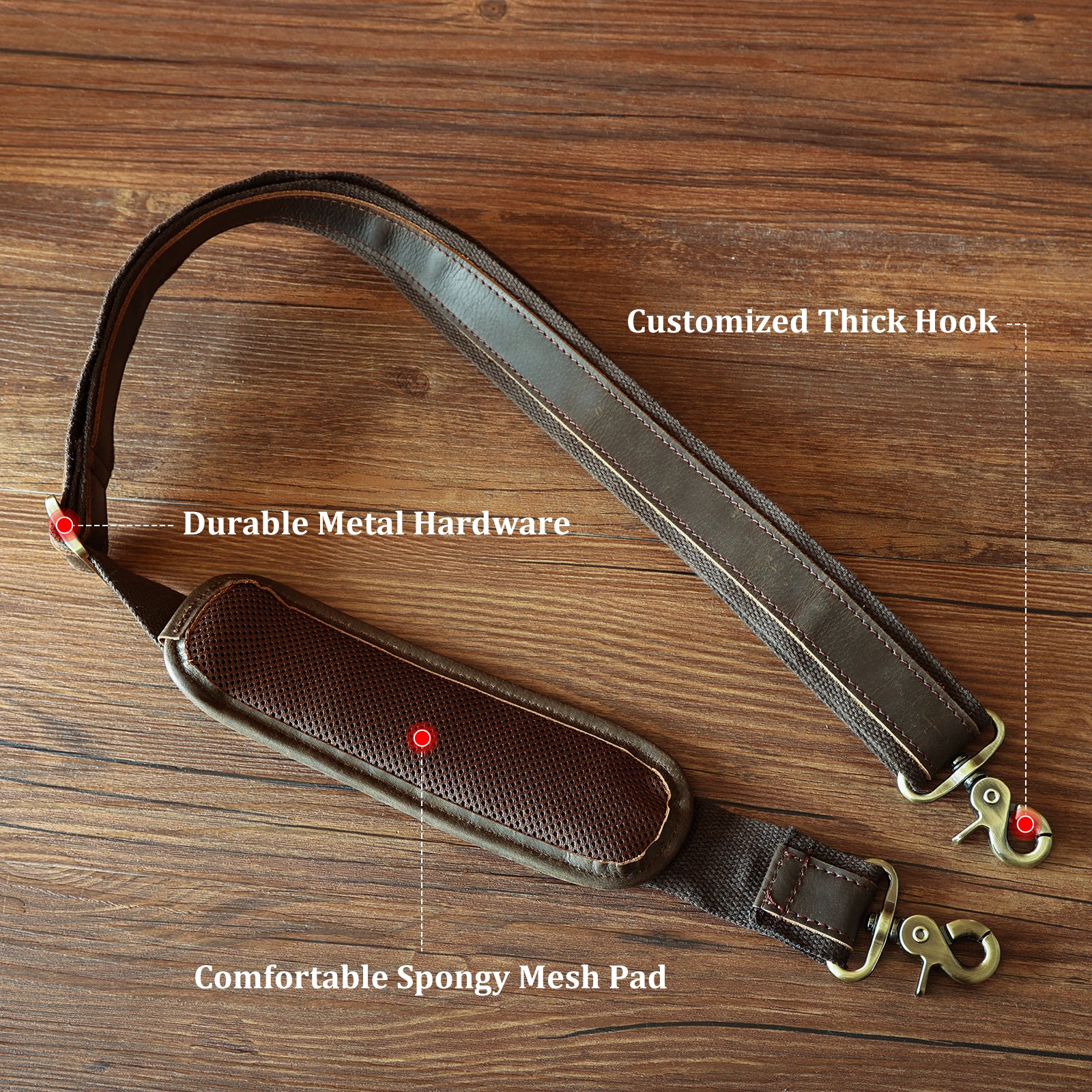 Full Grain Leather Adjustable Replacement Shoulder Strap (Scenario Shows)