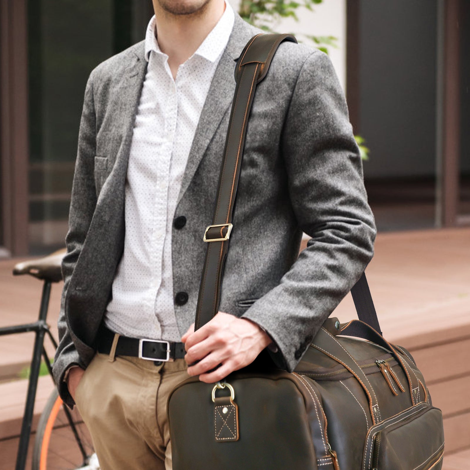 Full Grain Leather Adjustable Replacement Shoulder Strap (Model Display)