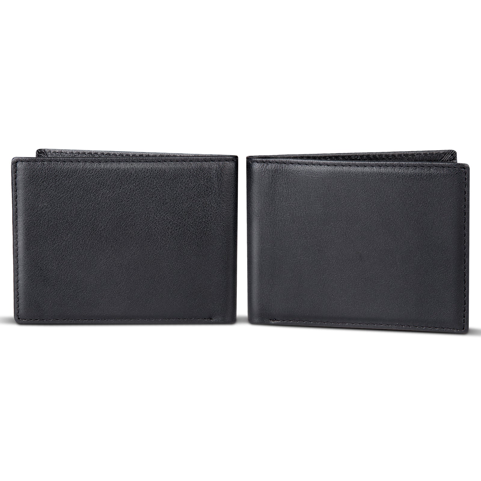 Polare Full Grain Leather Wallet For Men RFID Blocking Slim Billfold (Black,Front/Back)