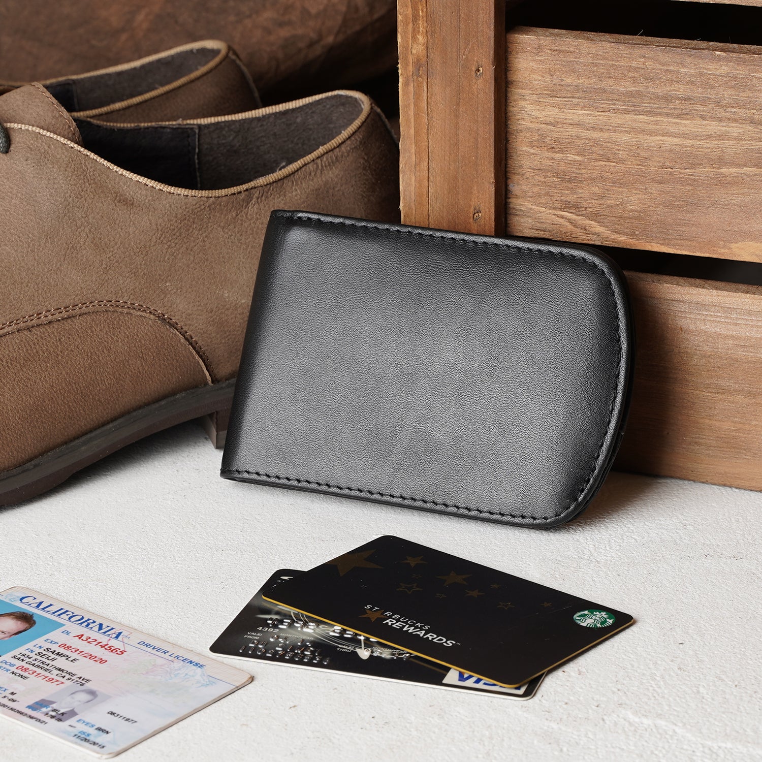 Polare Italian Real Leather RFID Blocking Bifold Wallet for Men (Black,Scenario Shows)