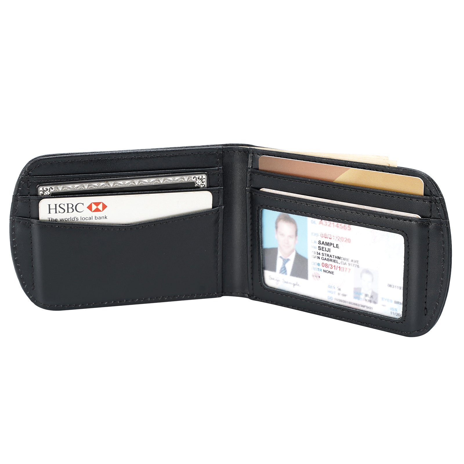 Polare Italian Real Leather RFID Blocking Bifold Wallet for Men (Black,Inside)
