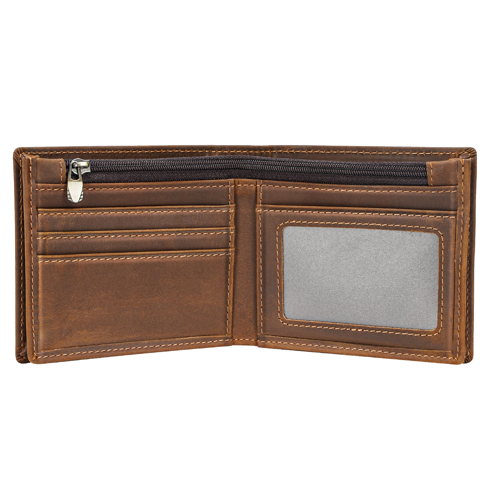 Buy Polare Men's Cowboy Genuine Natural Crazy Horse Leather Bifold Wallet  (Small) at