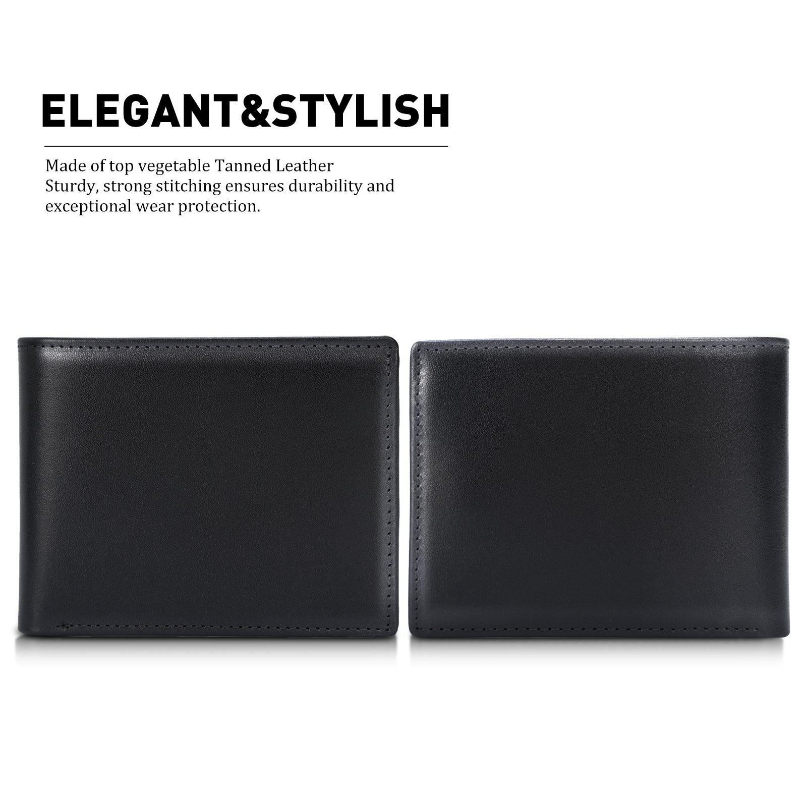 LVCRETIVS Vegetable Tanned Full Grain Leather RFID Blocking Bifold Wallet