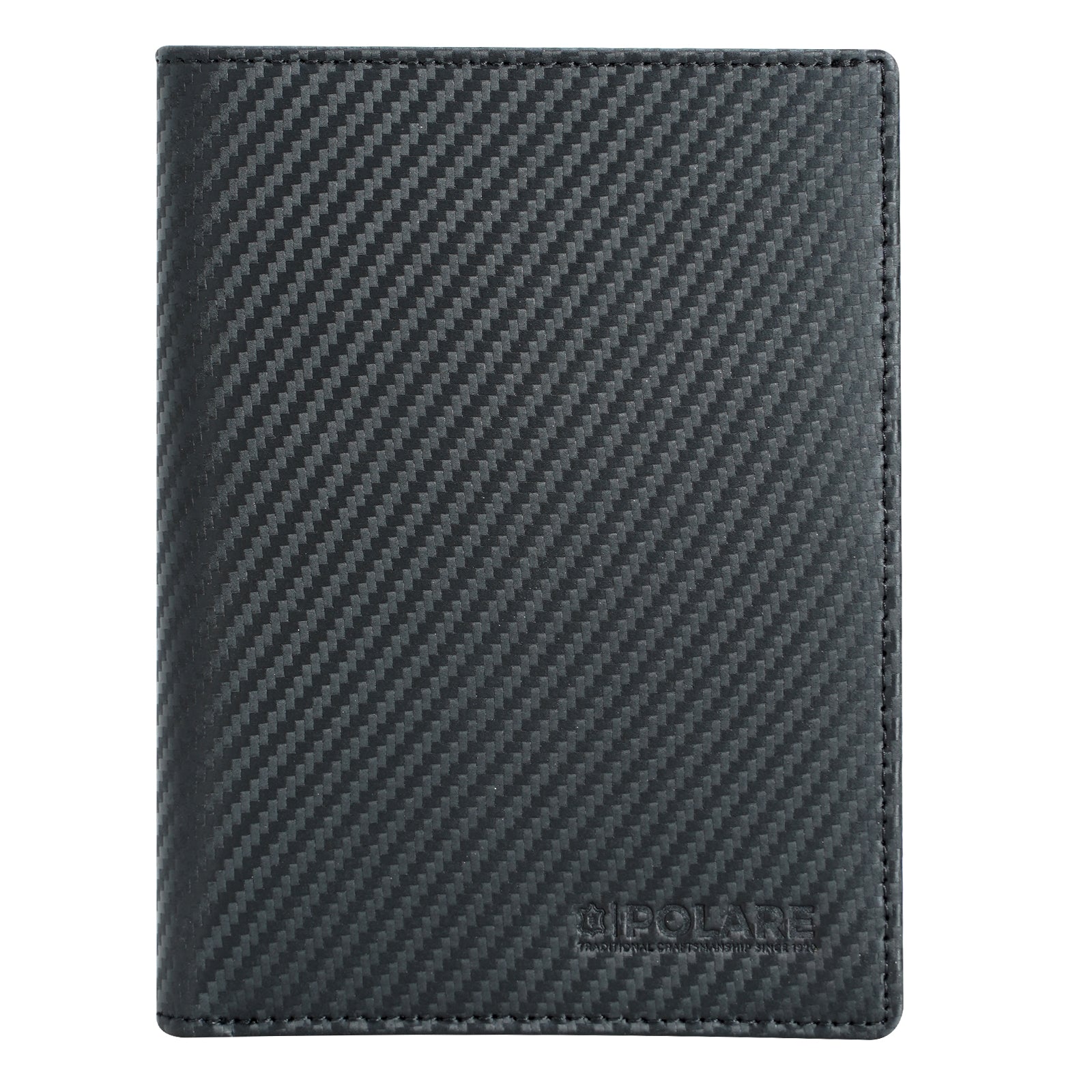 Polare RFID Blocking Leather Passport Holder Travel Bifold Wallet (Carbon Black)