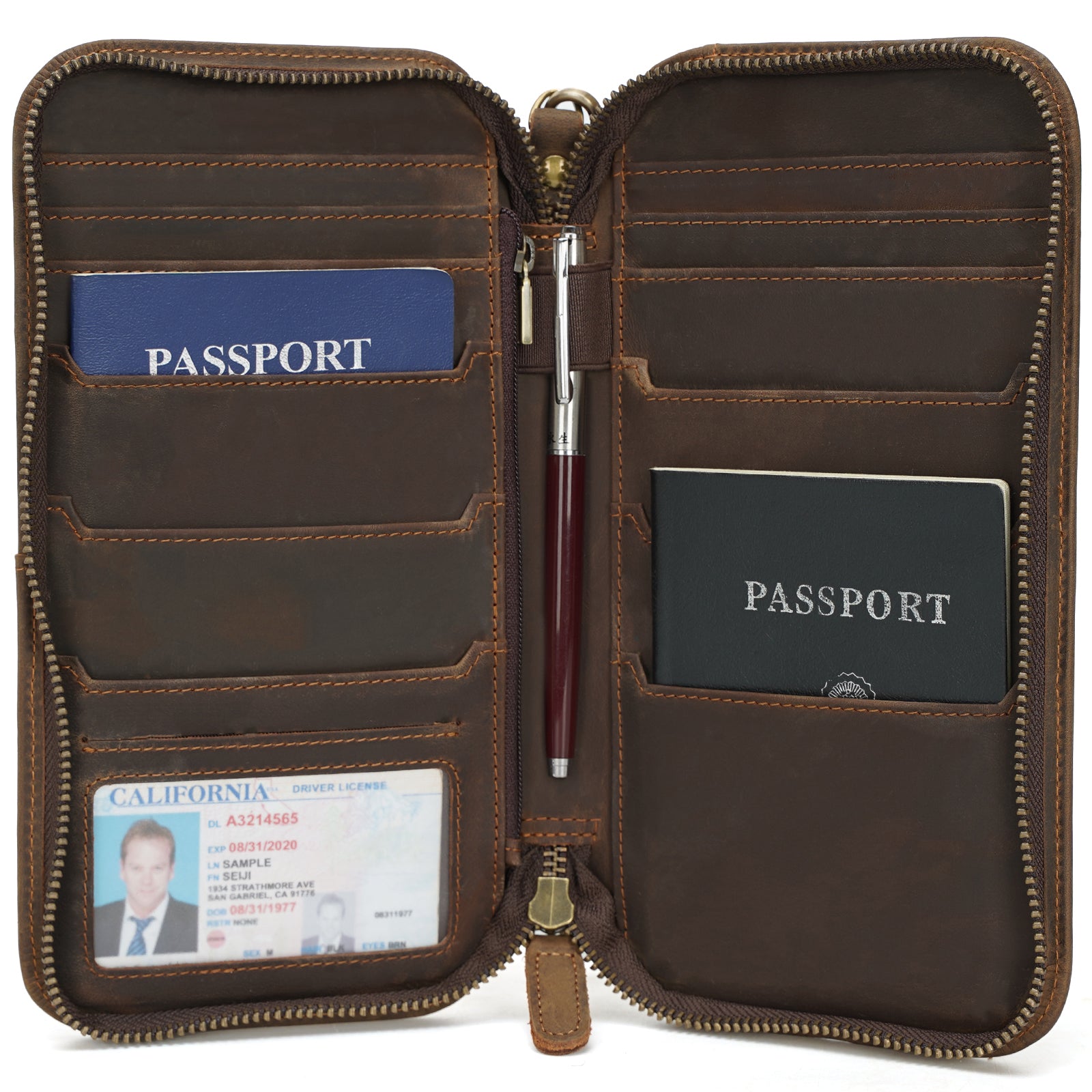 Polare Full Grain Leather Family Passport Holder Travel Wallet and  Documents Organizer RFID Blocking Case Fits Passports