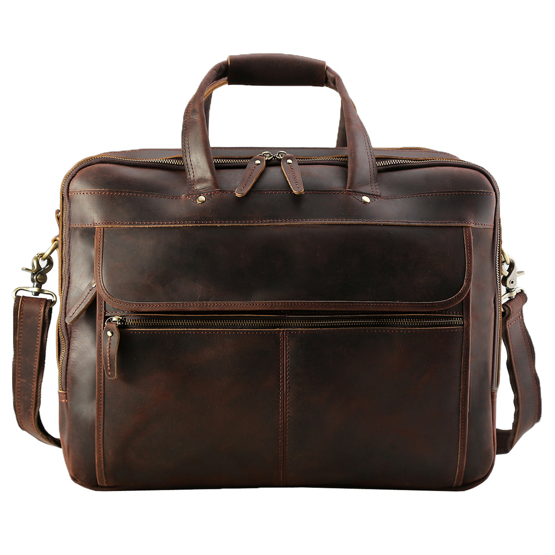 Polare Full Grain Leather 17.3" Laptop Business Briefcase (Front)