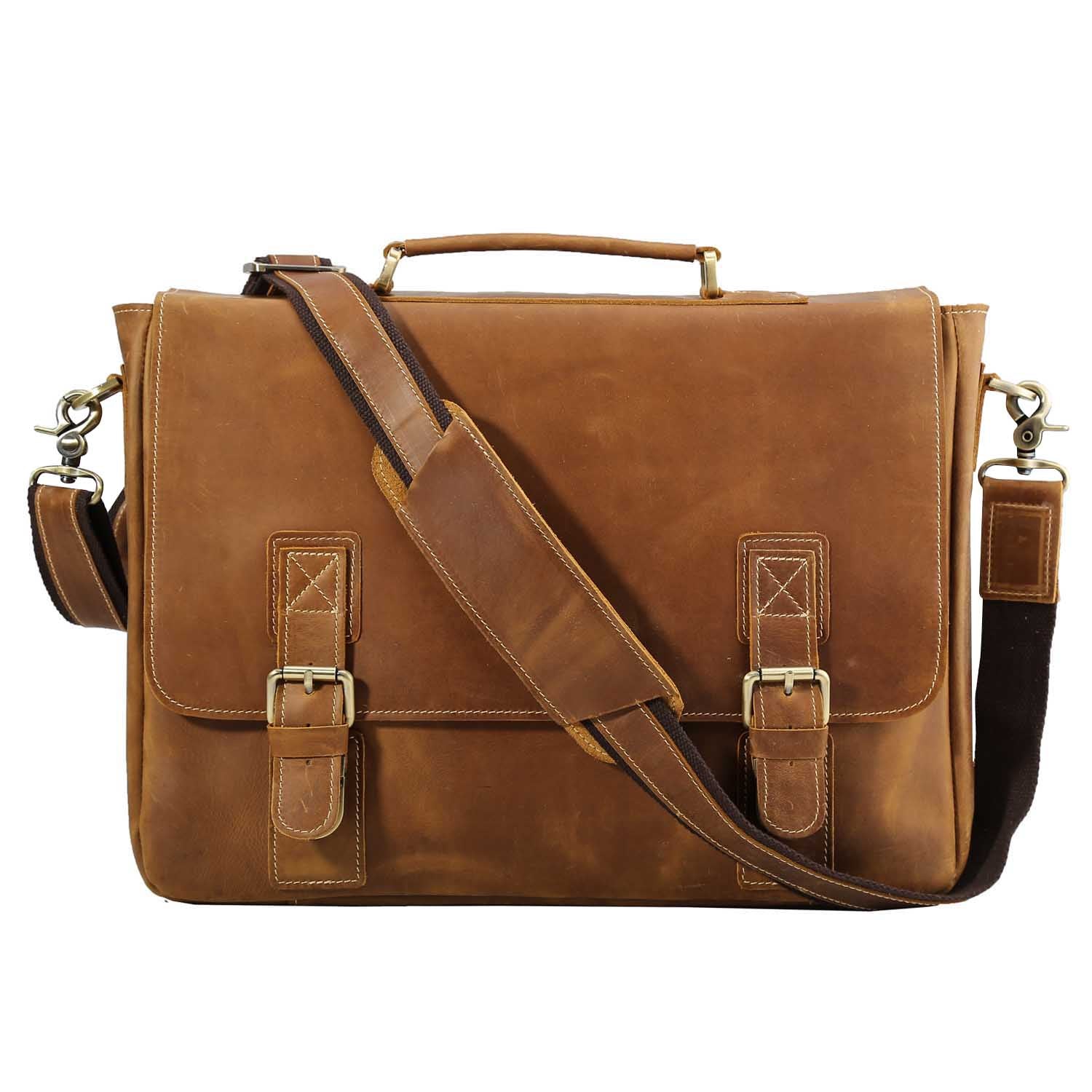 Polare Vintage Leather Messenger Bag (Light Brown) 
