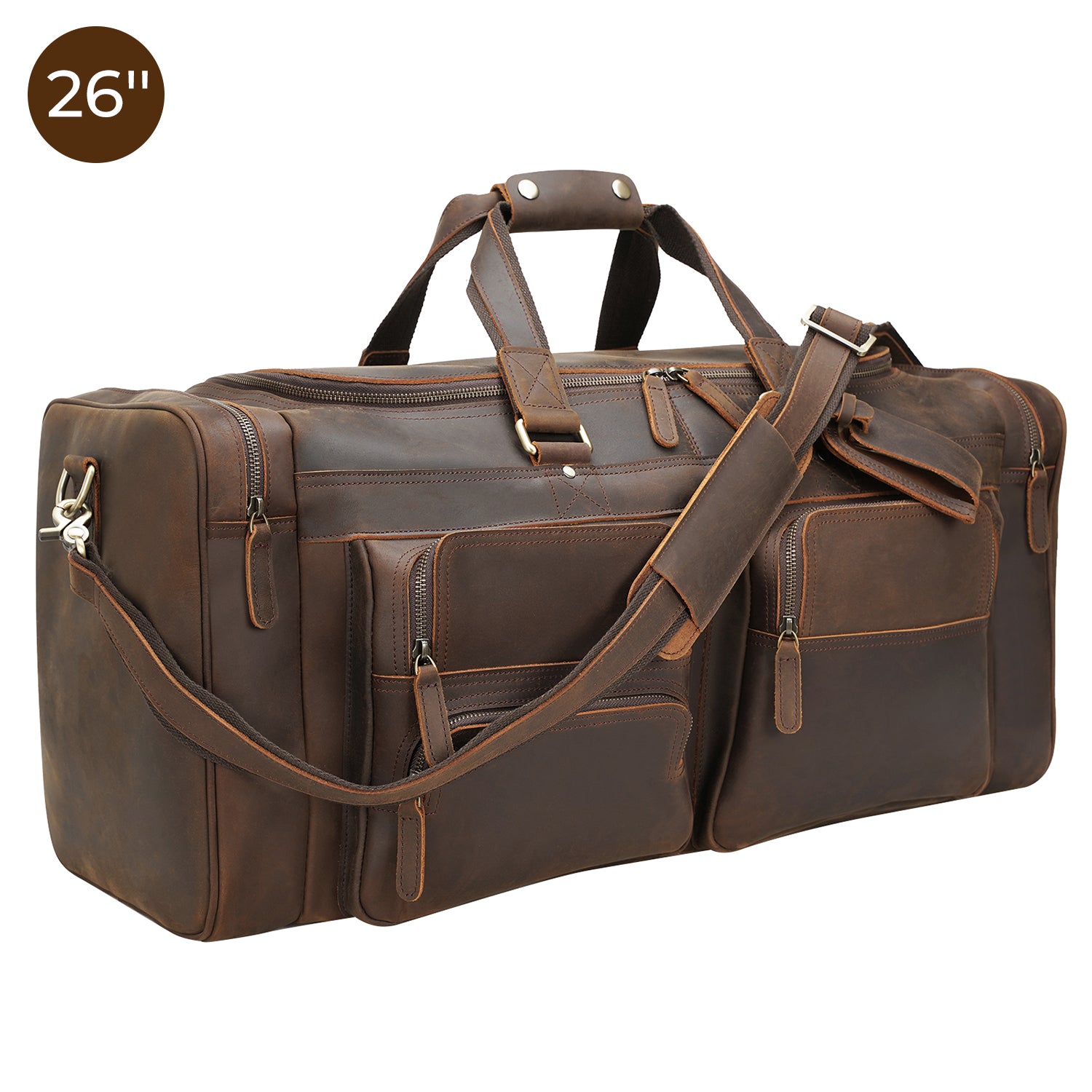 23"/26" Leather Duffel Weekender Travel Bag For Men