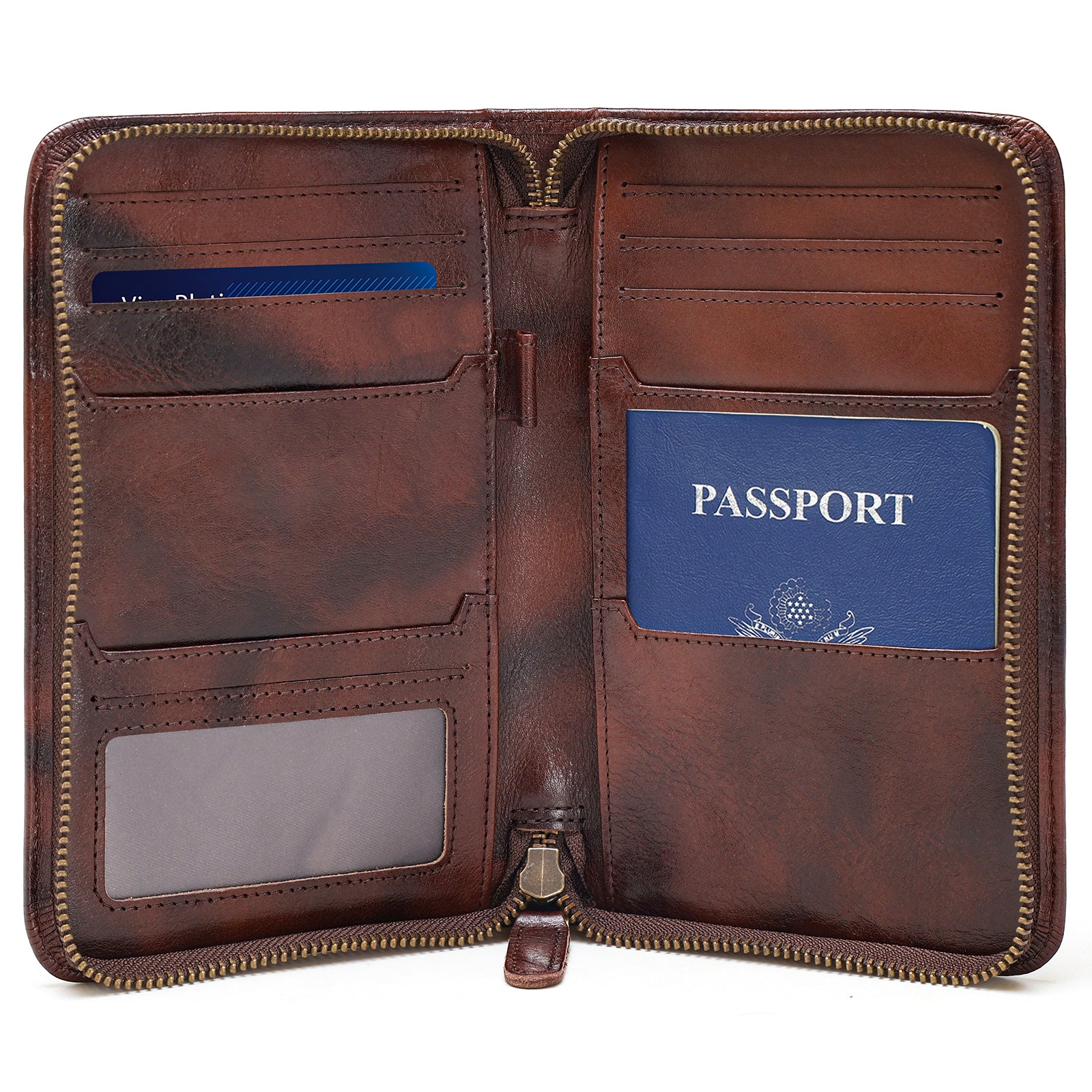 Polare Leather Passport Holder Cover Case (Coffee)