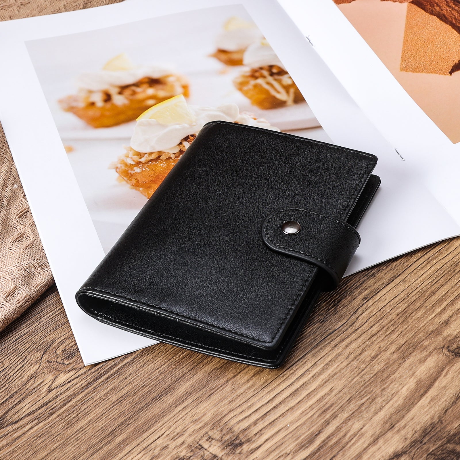 Polare Full Grain Leather Snap Passport and Vaccine Card Holder Combo RFID Blocking Travel Wallet Cover