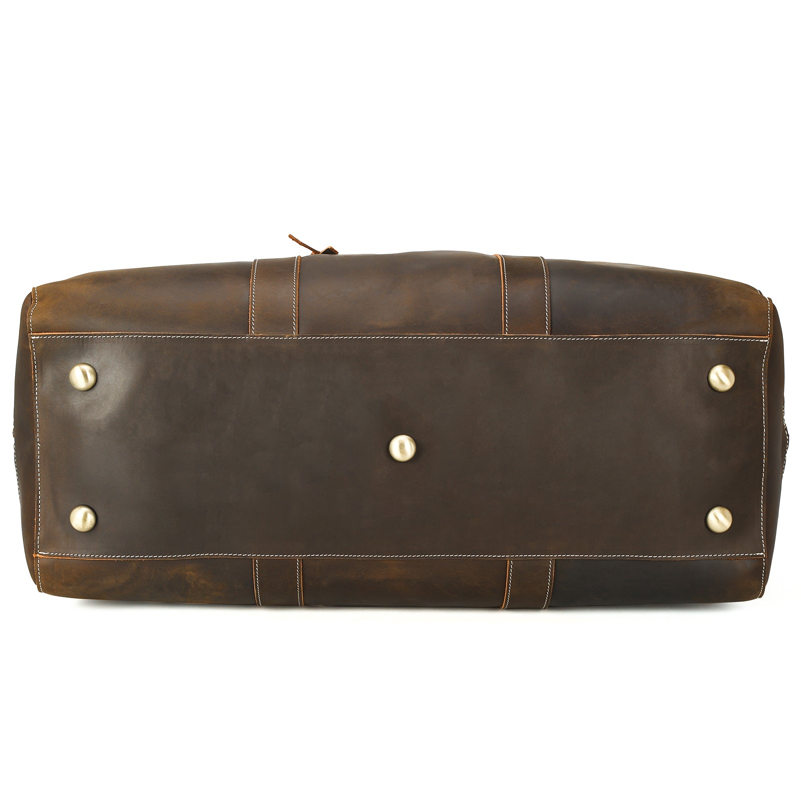 Polare 23.2'' Leather Duffel Bag Overnight Weekender Bag (Brown, Bottom)