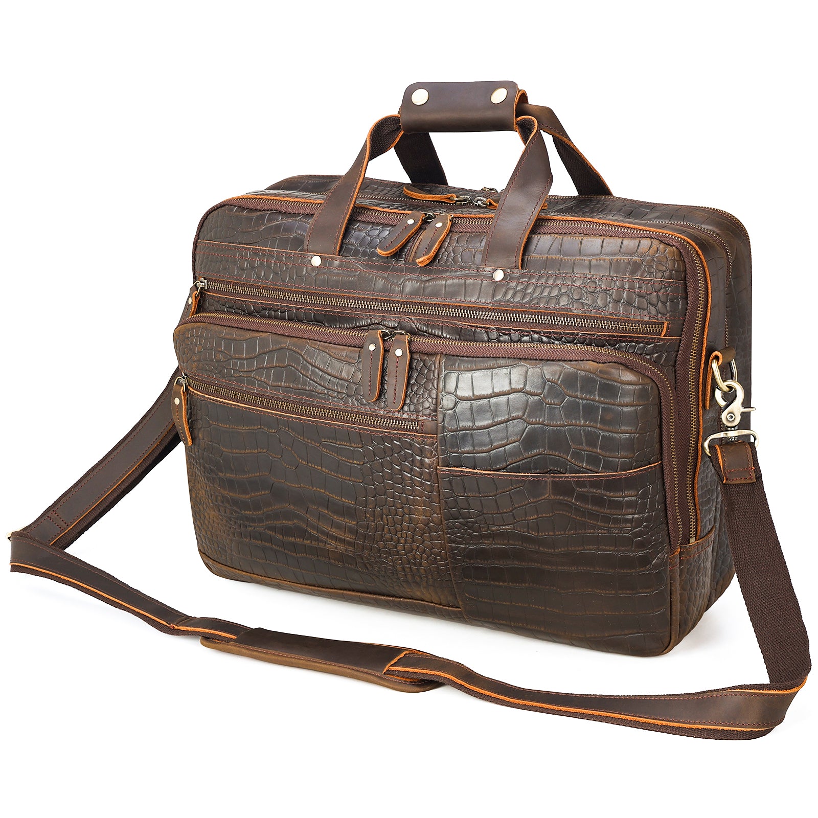 Crocodile Pattern Cowhide Leather Briefcase For Men