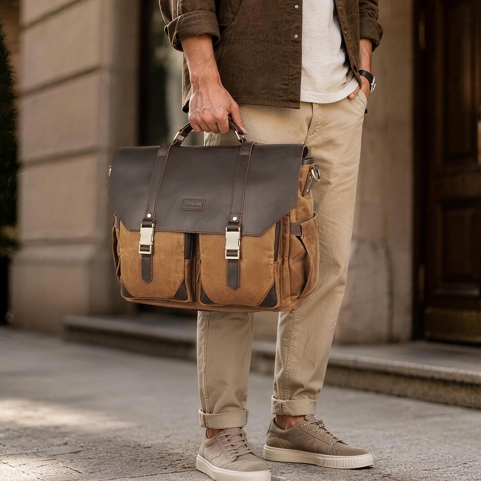 leather briefcase for men daily commuting laptop bag