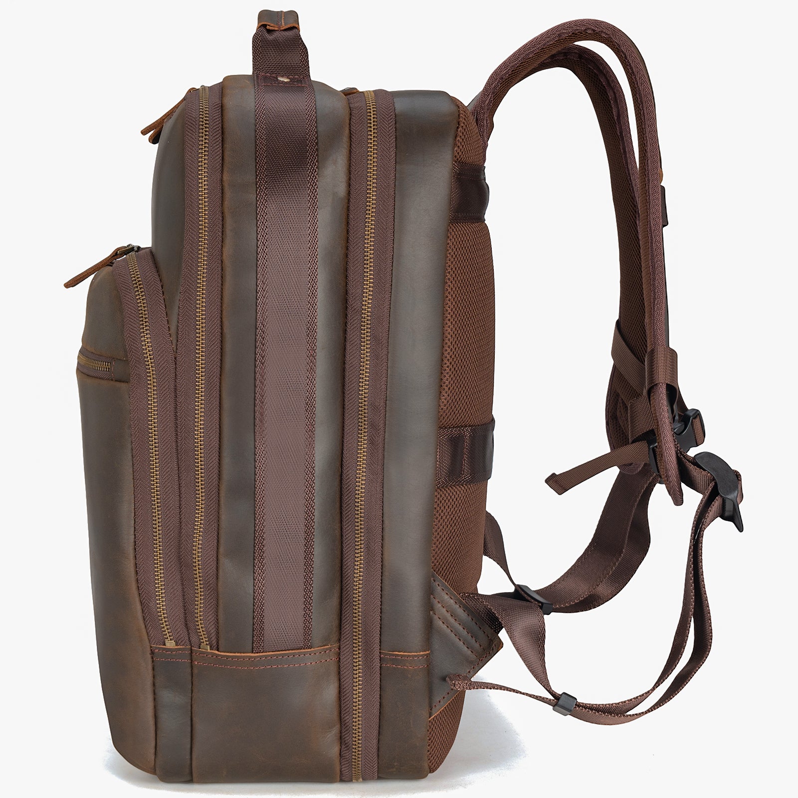 Full Grain Leather Large Backpack Business Laptop Bag 26L (Profile)