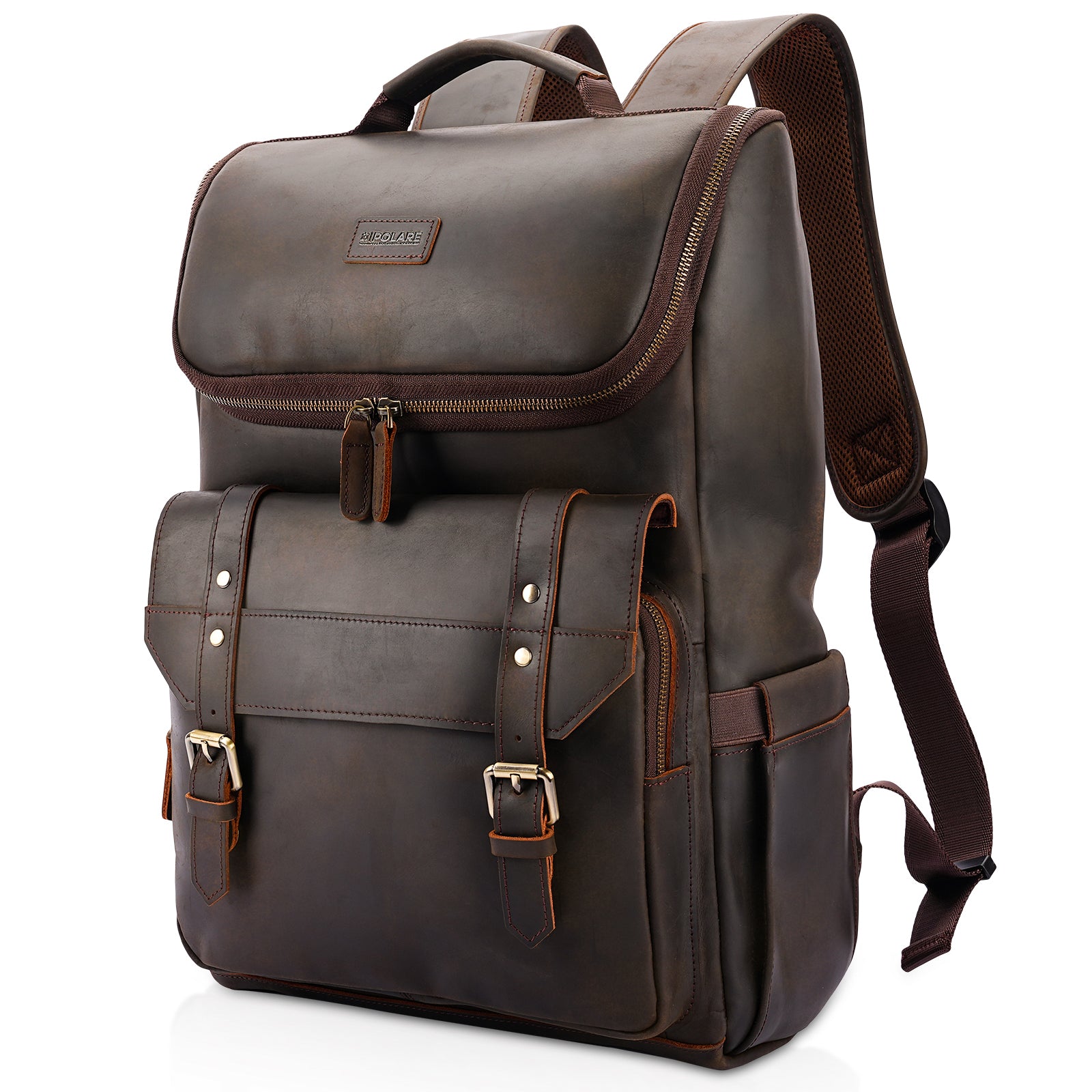Full Grain Leather Business Backpack for Men vintage laptop backpack design