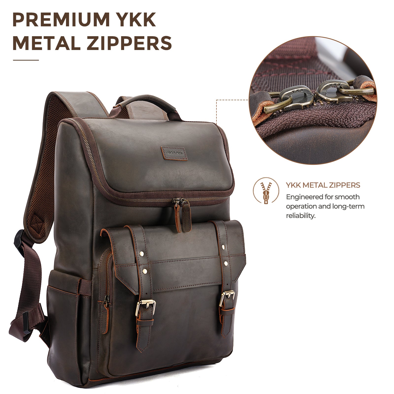 buy premium leather backpack Polare Full Grain Laptop Day Pack Business Overnight shaped zip opens to Fishing Lure Packaging - fish pro trophy trolling rod holder Size:PCH-C-801H